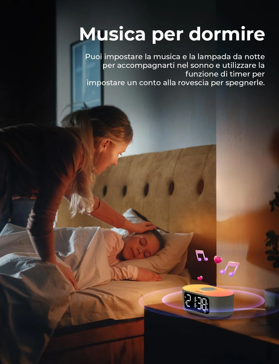 LIORQUE Sveglia Digitale Da Comodino Con Ricarica Wireless Da 15 W, Bluetooth,Doppi Allarmi, Snooze, Luce Noctturna, Timer Di Spegnimento, 10 Luminosità, 16 Livelli Di Volume,per Camera Da Letto