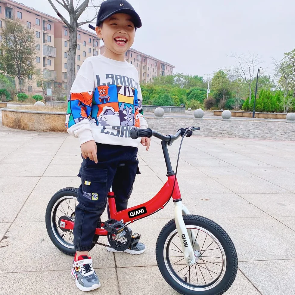Qiani Bici Senza Pedali e biciclette bambini 2 in 1,per 2 a 7 Anni Bambini,con Freno,rimovibile pedali e Ruote Ausiliarie,12 14 16 pollici,Rosso Blu Rosa