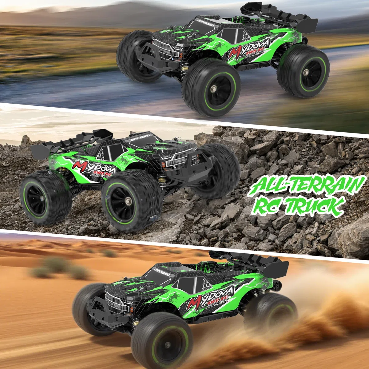 1:14 Auto telecomandata, 4X4 High Speed RC Offroad con 2 batterie, All Terrain 2.4 GHz RC Offroad telecomandato mostro truck auto da corsa giocattolo regalo per bambini e adulti