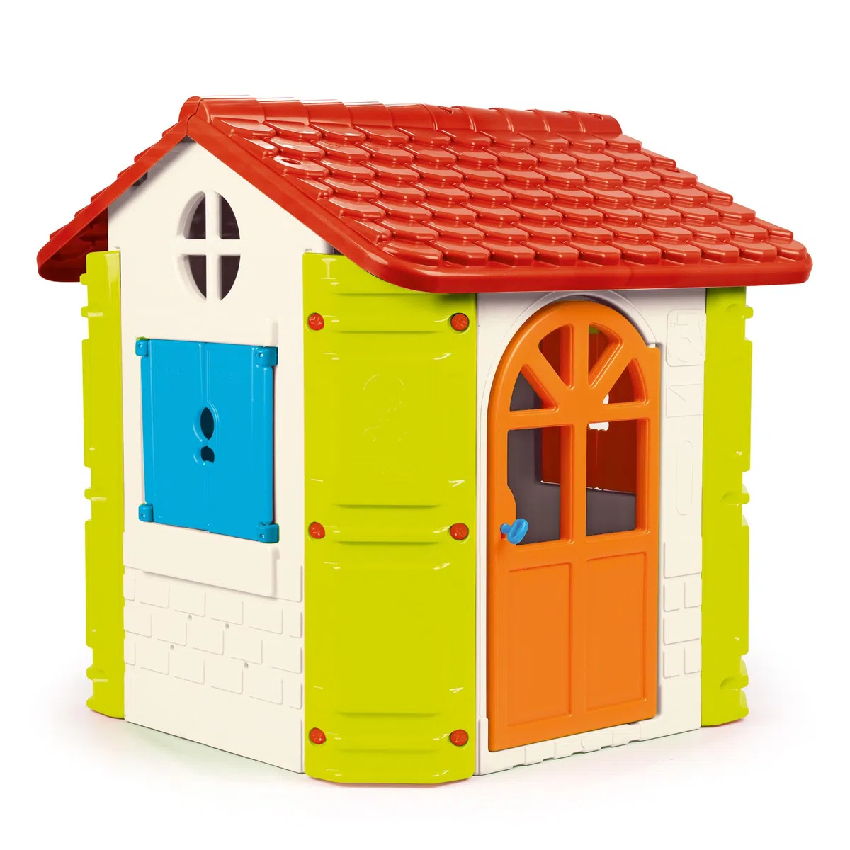 Feber Casetta da Giardino per Bambini Blu Rosso Arancio Verde Robusta Sicura Giochi all'Aperto 2-6 Anni