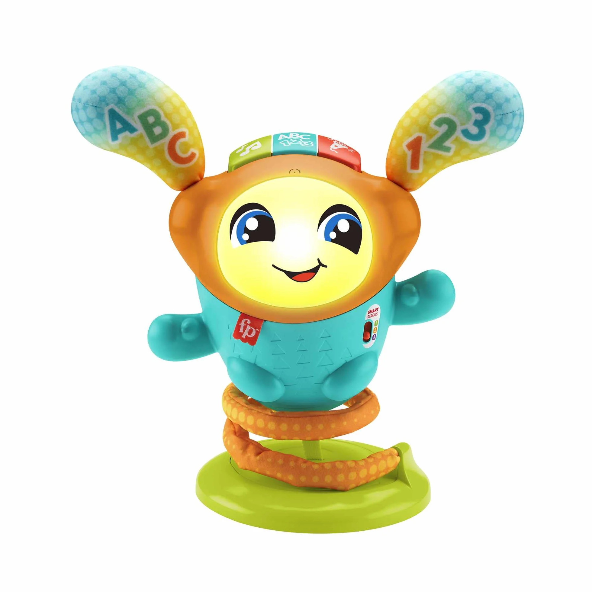 Fisher-Price - DJ Nino Salterino, edizione ITALIANO,SP, PORT, giocattolo musicale interattivo ed educativo con luci e azione saltellante, Giocattolo per Bambini 9-36 Mesi, HJP91