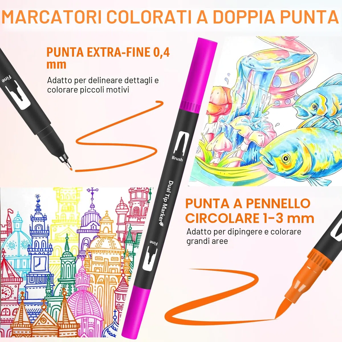 Lyuvie 158 Colori Pennarelli Punta Fine-Set Pennarelli Doppia Punta Brush Pen Lettering con custodia Nera,Pennarelli Acquerellabili per Adulti Bambini Disegni Colorare Lettere Pasqua Natale