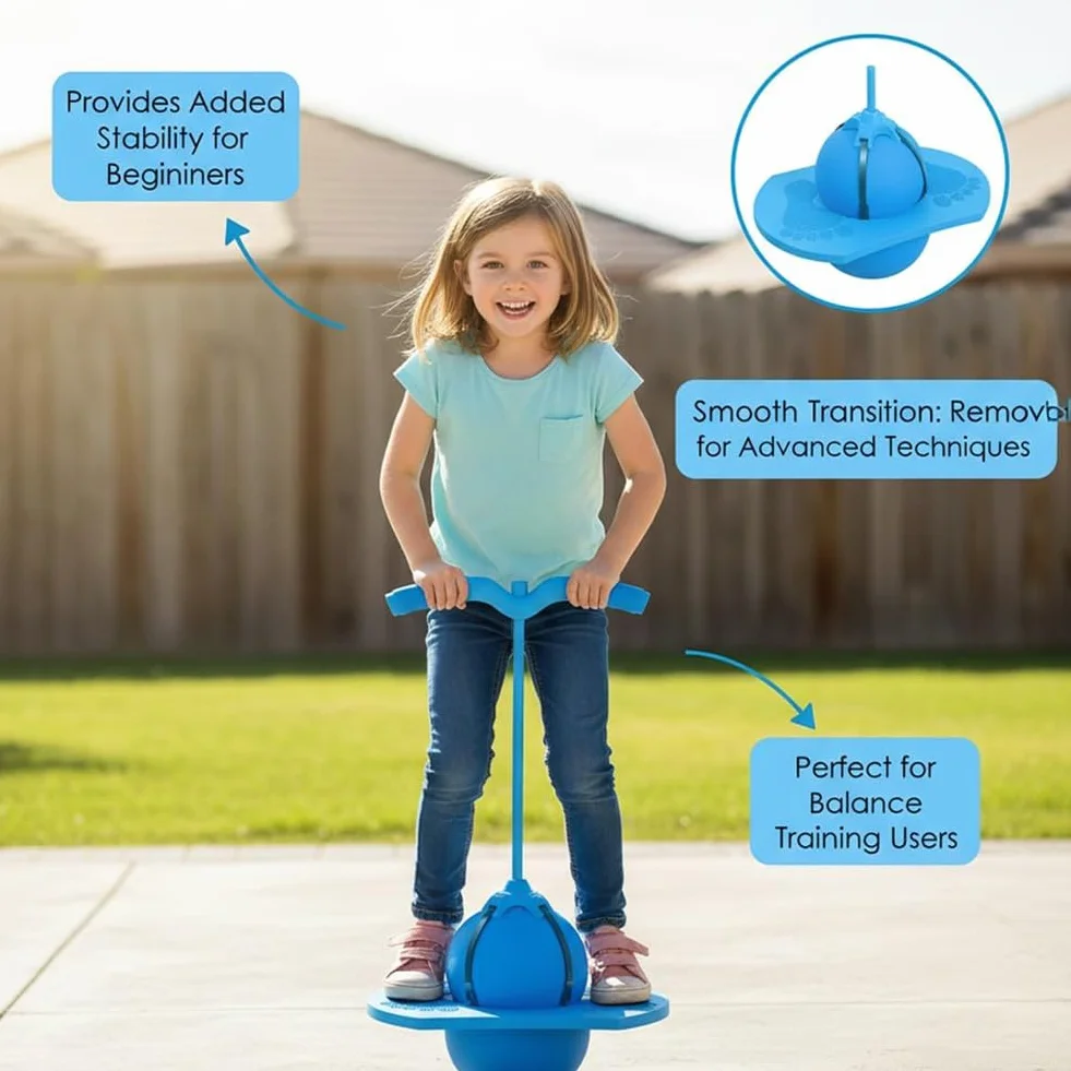 Pogo Jumper Ball for Kids Adults Balance Jumping Ball with Handle Pump Bounce Jump Trick Board Strong Grip Deck