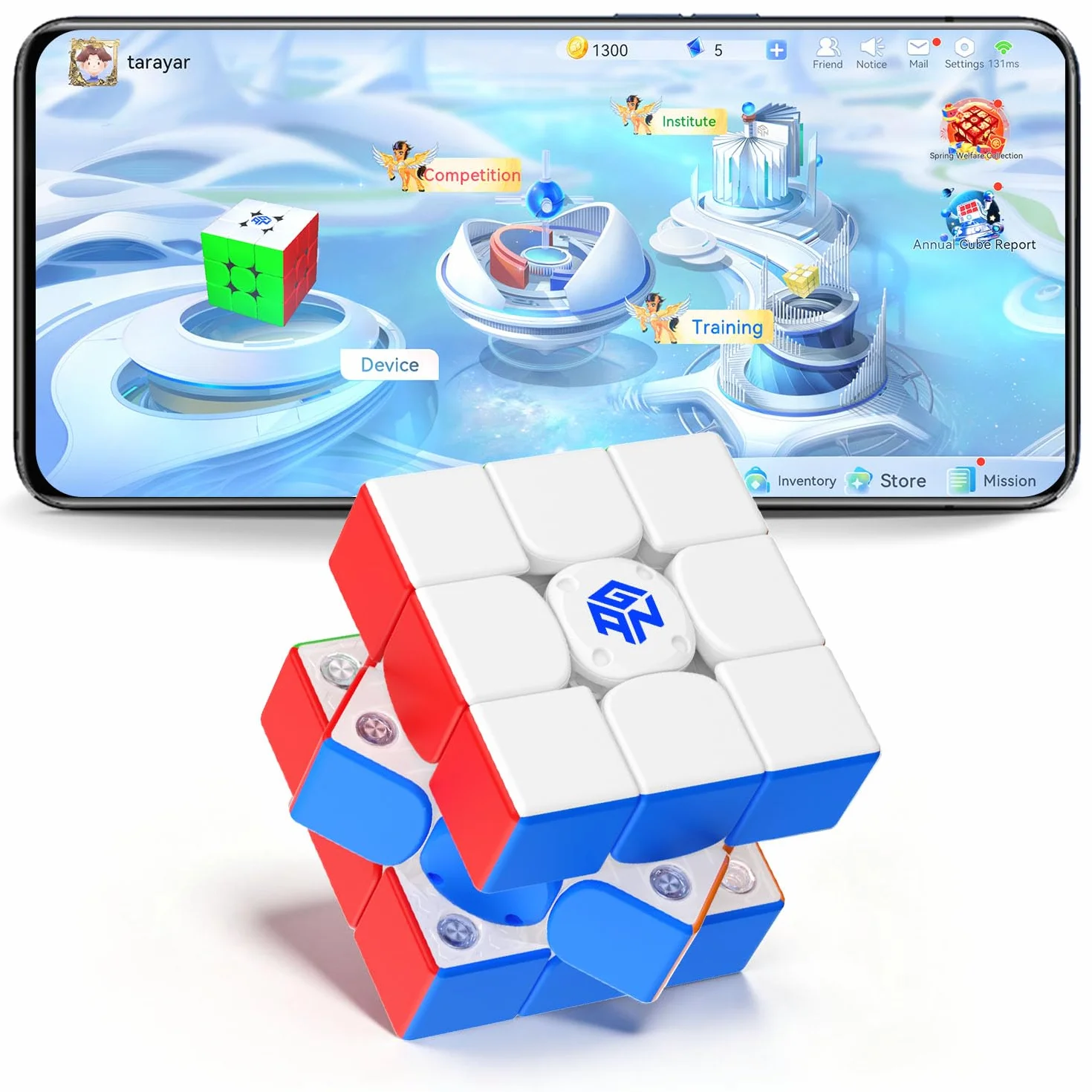 GAN i4 Leap Smart Cube 3x3 Magnetisch Zauberwürfel Intelligenter Speedcube Bluetooth Elektronischer Magnetischer Cube für Kinder und Erwachsene Timer mit App Online-Wettbewerb