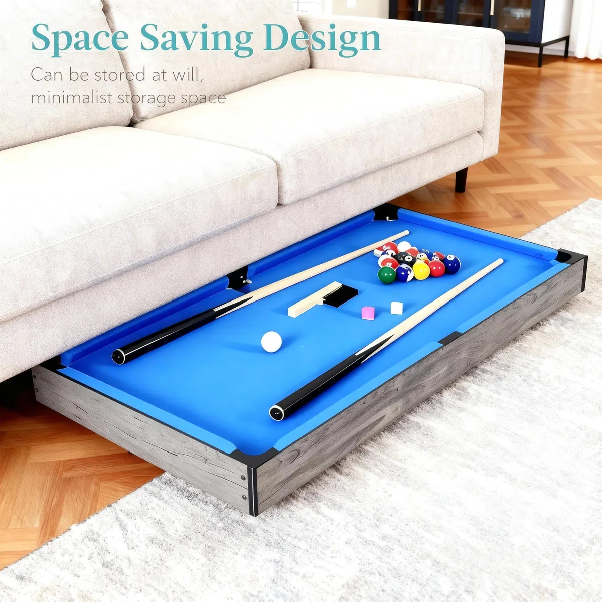 HLC Tavolo da biliardo pieghevole 5 in 1, tavolo da ping-pong, shuffleboard, curling, bowling, gioco da tavolo ad hockey ad aria, si può montare e smontare rapidamente.