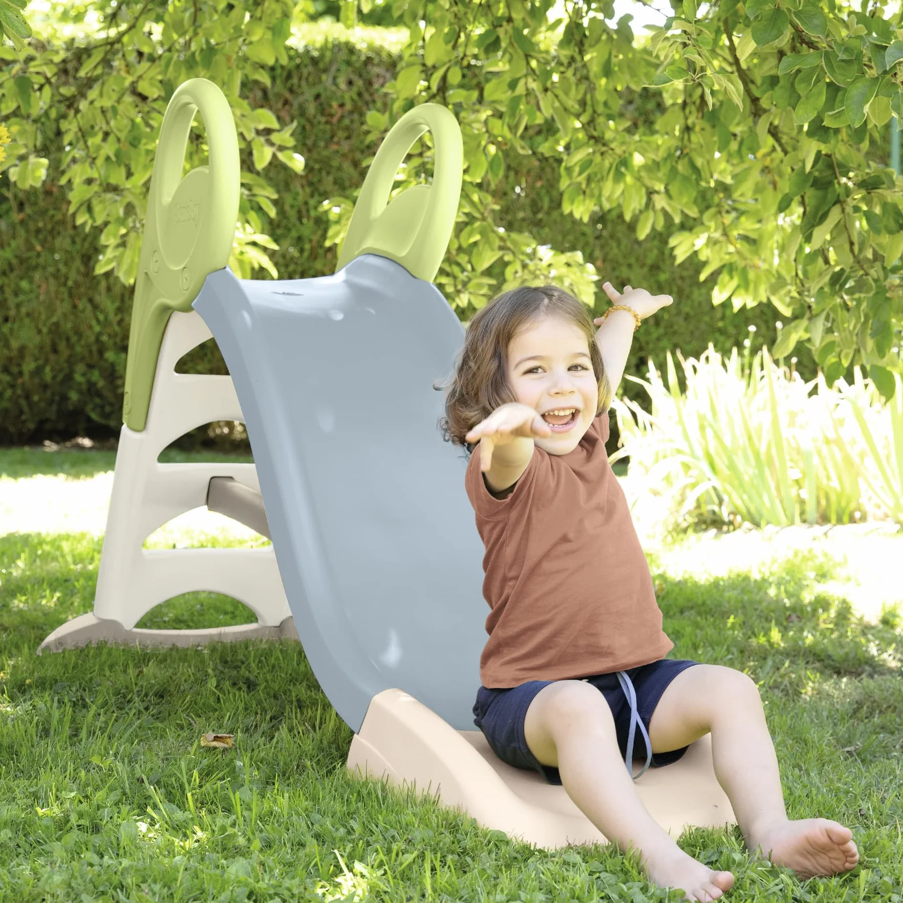 Smoby Life - Scivolo Grande - Scivolo 150 cm - Altezza 1 m - Maniglie ergonomiche, gradini antiscivolo - Trattamento anti UV - Materiale riciclato - Dai 2 anni in su - Prodotto in Francia
