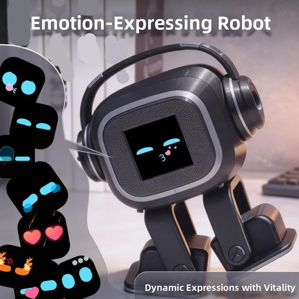 Chatbot AI per COMPANION Robot con interazione emotiva, intrattenimento canto e ballo, controllo vocale, espressione (nero)