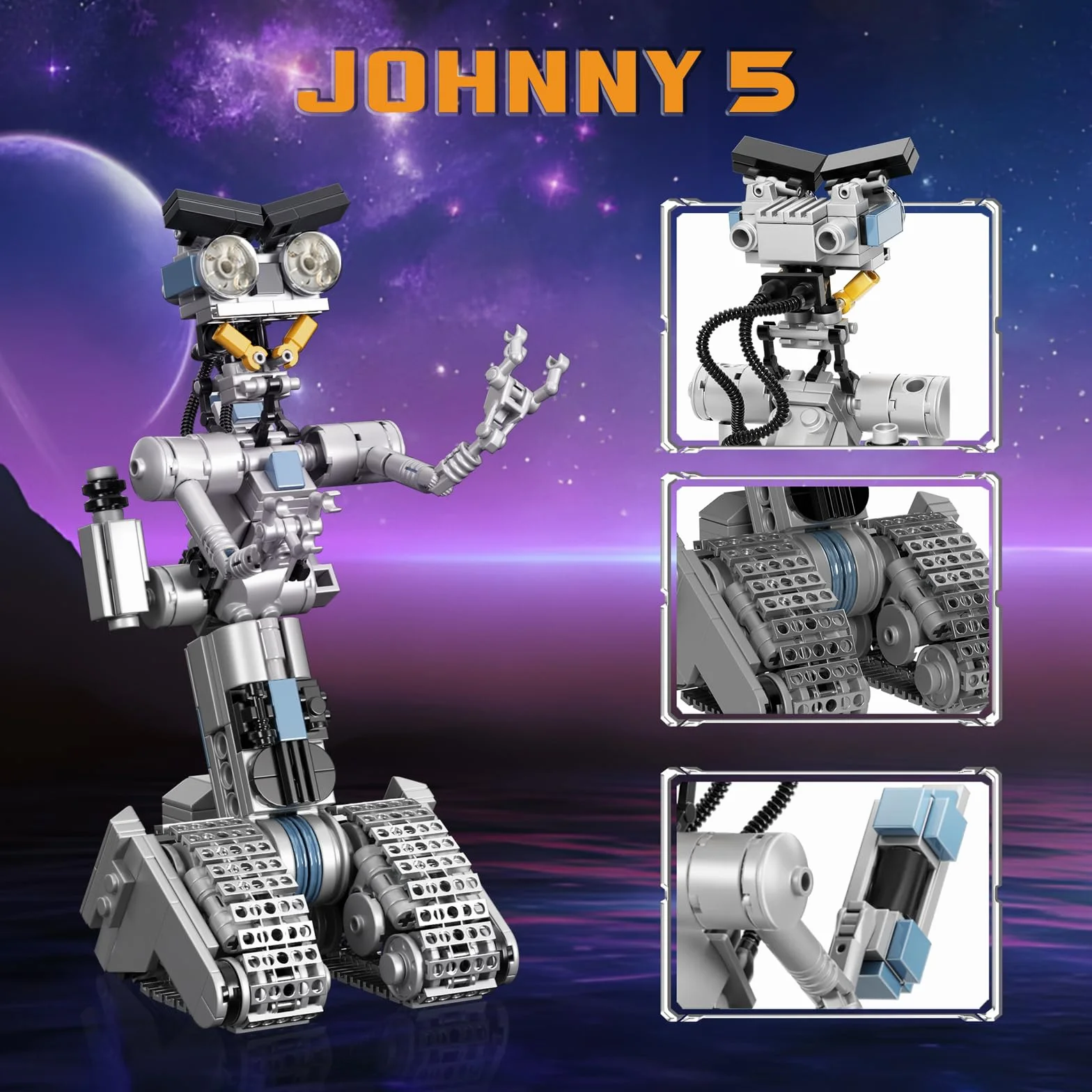 Johnny 5 robot giocattolo da costruzione per ragazzi e ragazze, robot Mecha, compatibile con Lego, Educare STEM dai 6 anni, Halloween (386 pezzi), F-C9225Y01