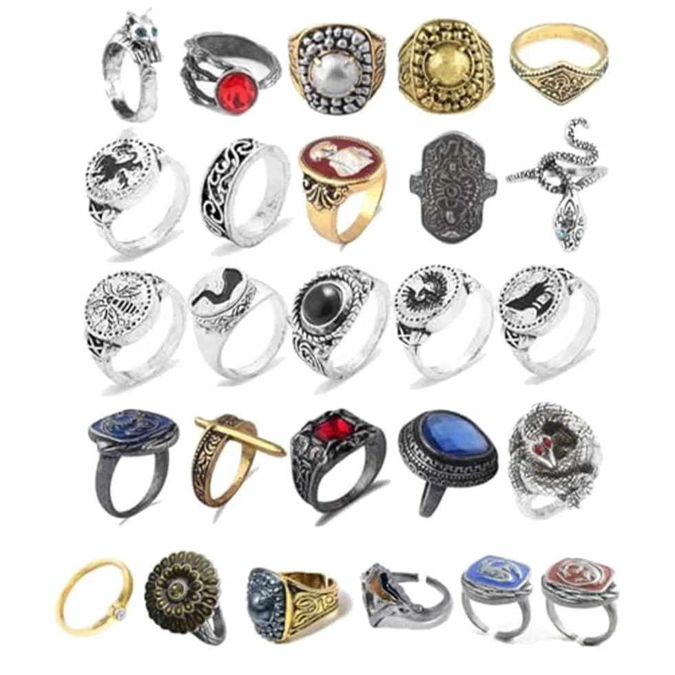 26 Pcs Anello Darksoul Anelli Cartoon Figure Cosplay Accessori Darksoul Punk Vintage Ring Gioielli
