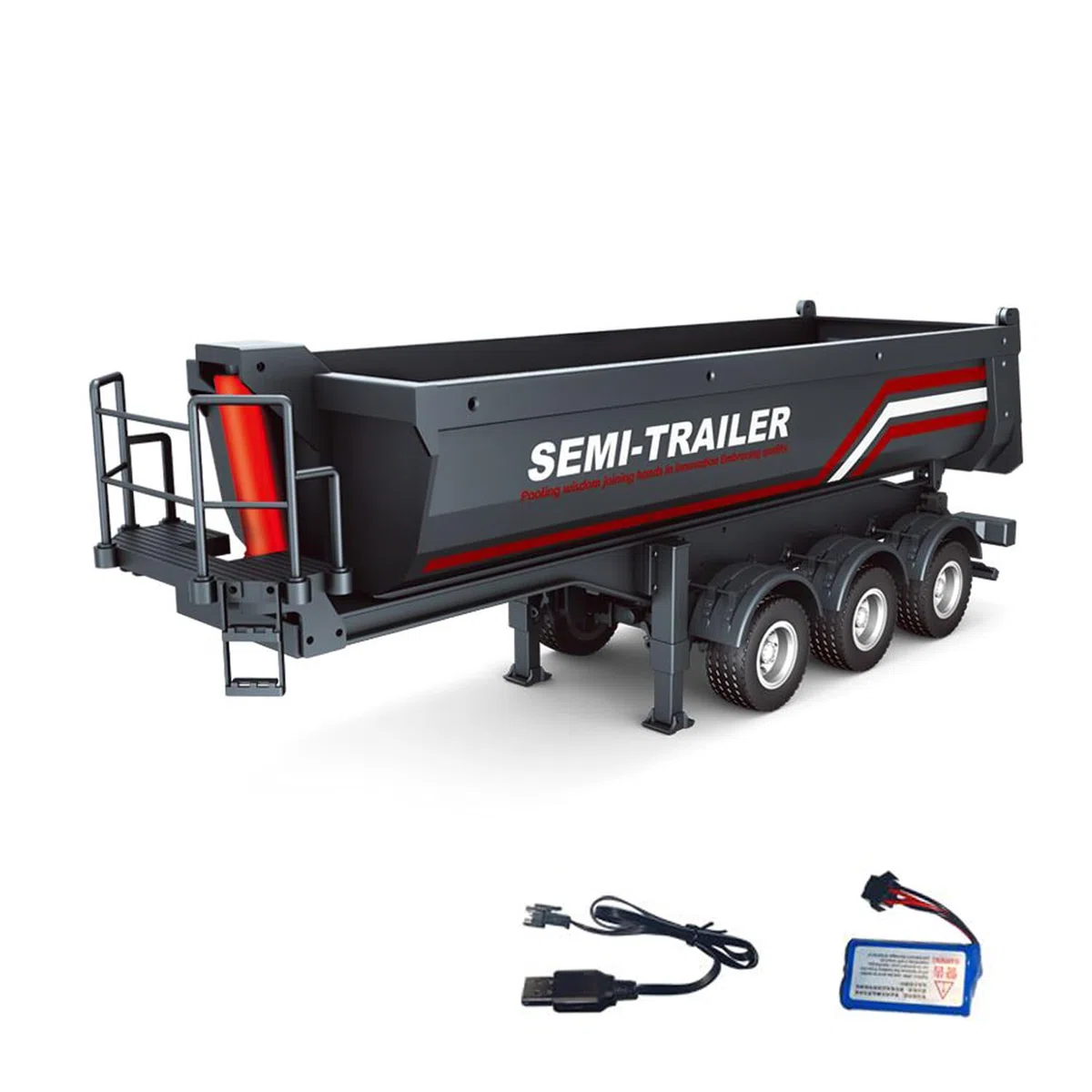 TOUCAN RC HOBBY HUINA 1/18 Elettrico Sollevamento Telecomando Semi-Dump Rimorchio per RC Trattore Camion 1501 Supporto Luce Posteriore Gamba Nessun Sistema Suono per Adulti Forte Modello Avanzato