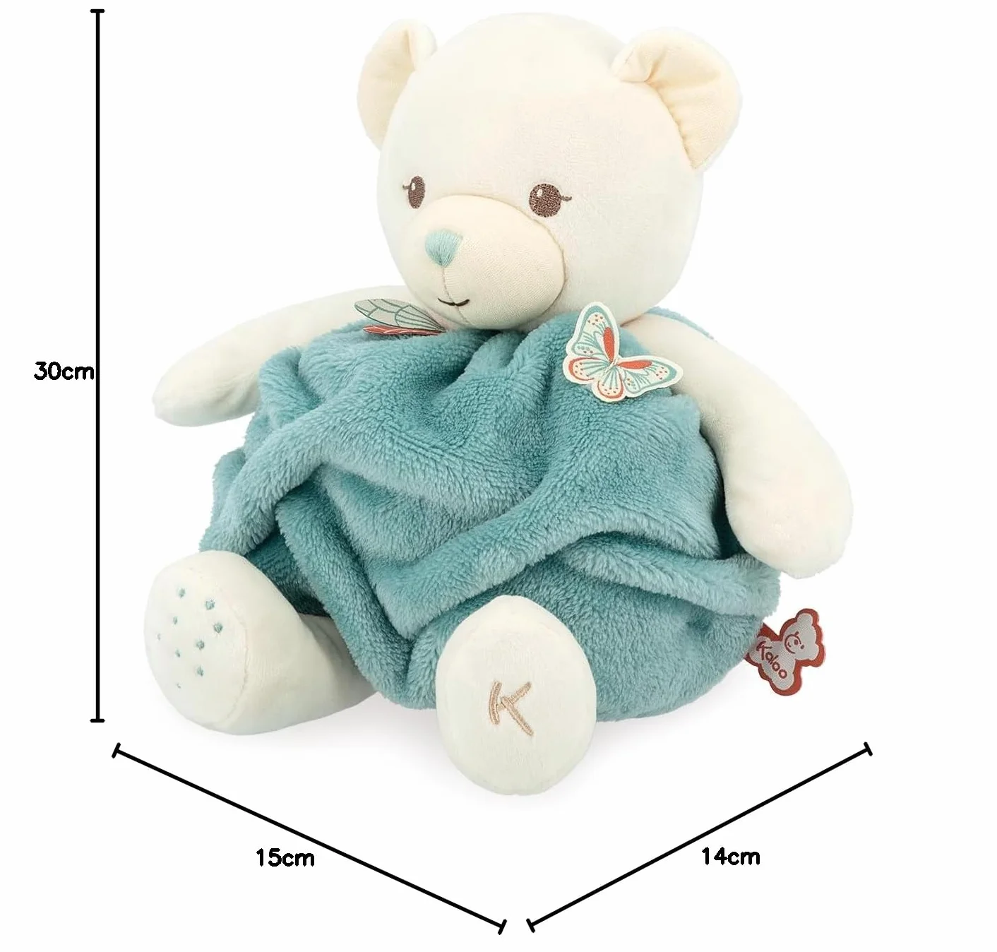 KALOO - Plume - Bulle d'Amour Orso Verde - Morbido Orsetto Peluche 30 cm - Grande Doudou per Neonato - Sviluppo del Tatto - Cofanetto Regalo Personalizzabile - Dalla Nascita, K214001