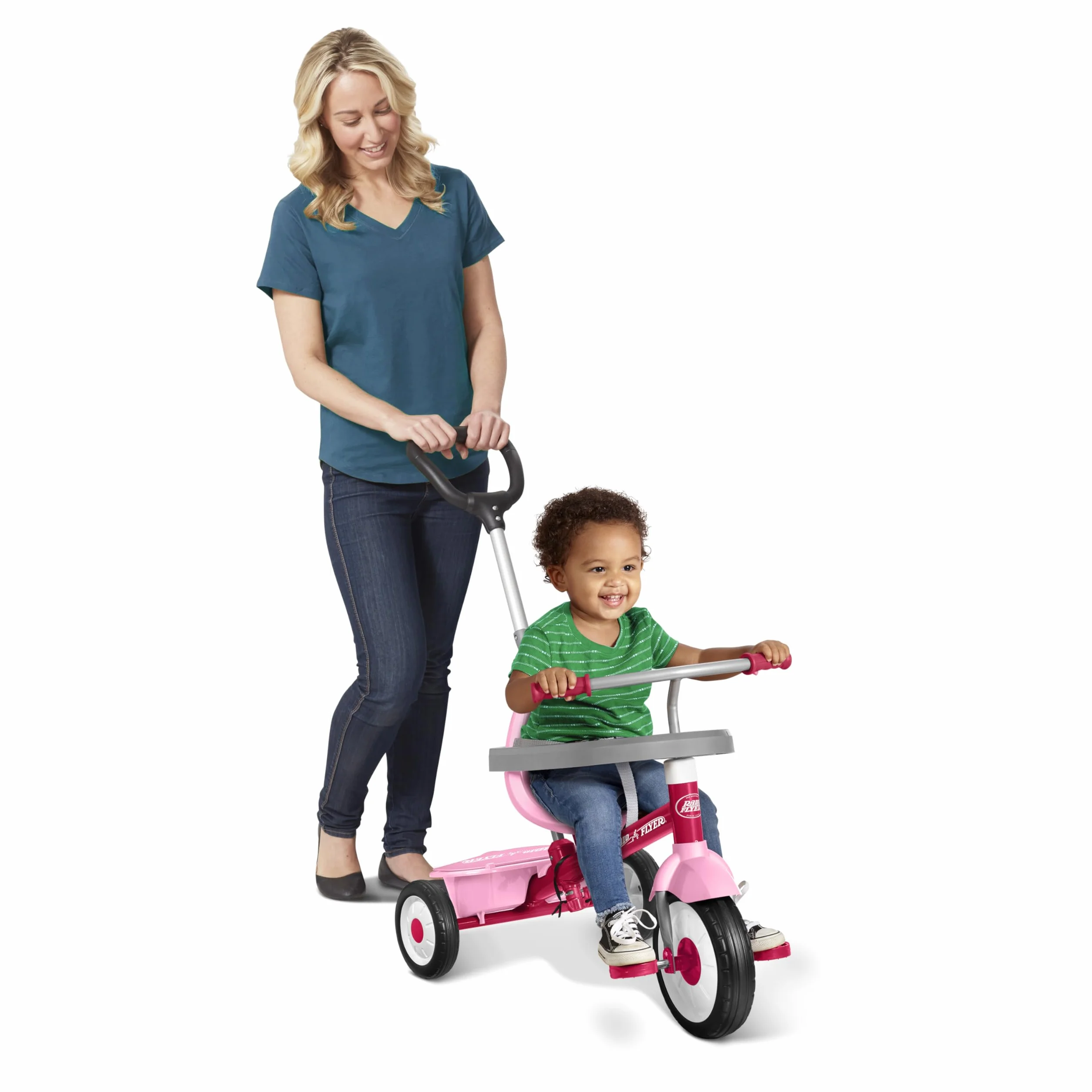 Radio Flyer triciclo-passeggino 3 in 1, rosa, per bambini da 1,5 a 5 anni