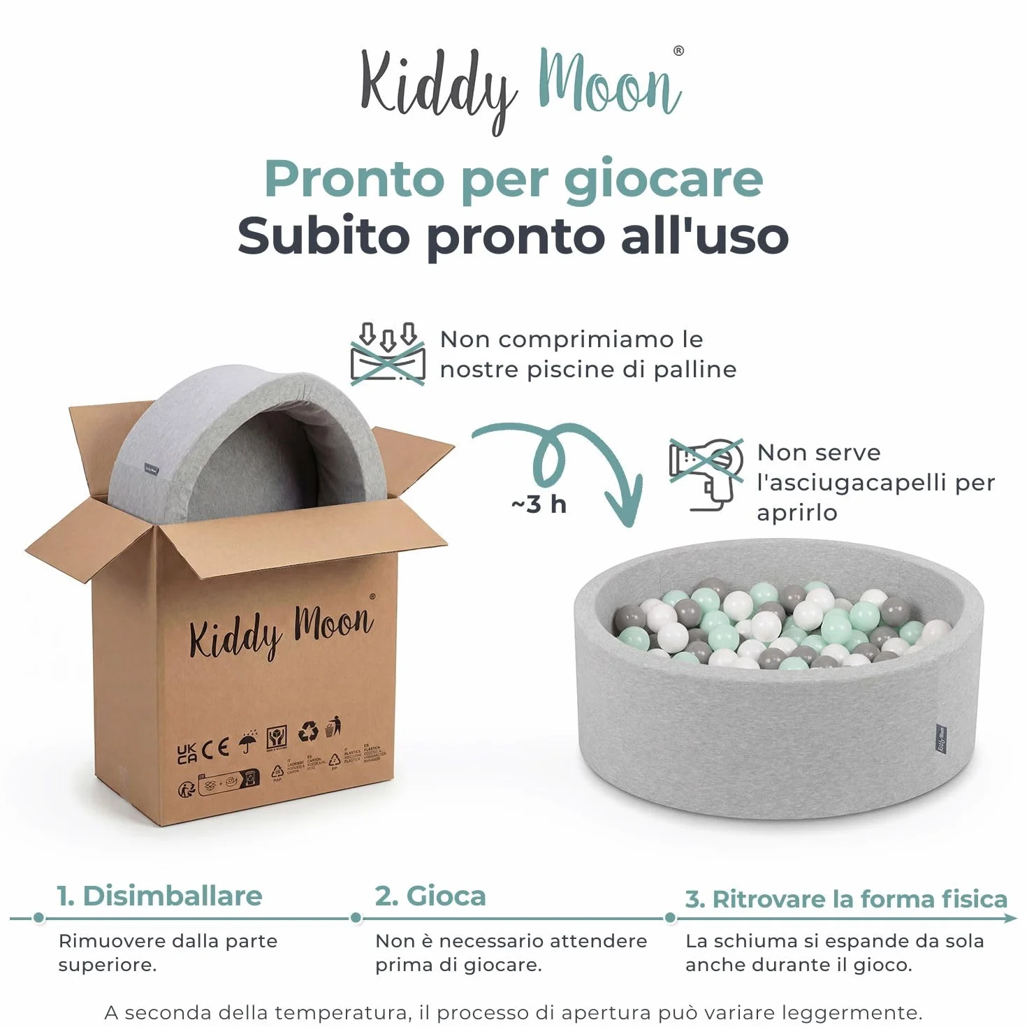 KiddyMoon Velluto Piscina di Palline 90X30cm/300 Palline ∅ 7CM per Bambini Tondo Fabbricato in EU, Velluto Verde: Beige Pastello/Salmone/Bianco