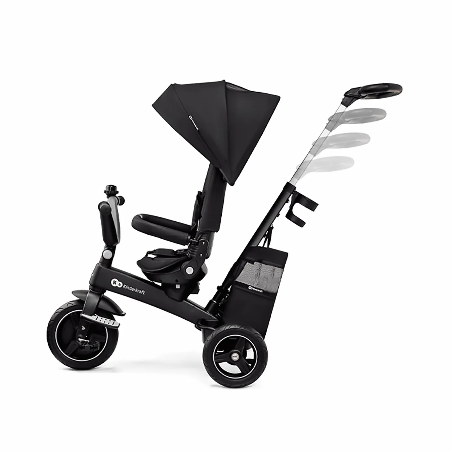 Kinderkraft Triciclo Evolutivo EASYTWIST, sfoderabile, sedile girevole a 360 gradi, 9 mesi a 5 anni, nero