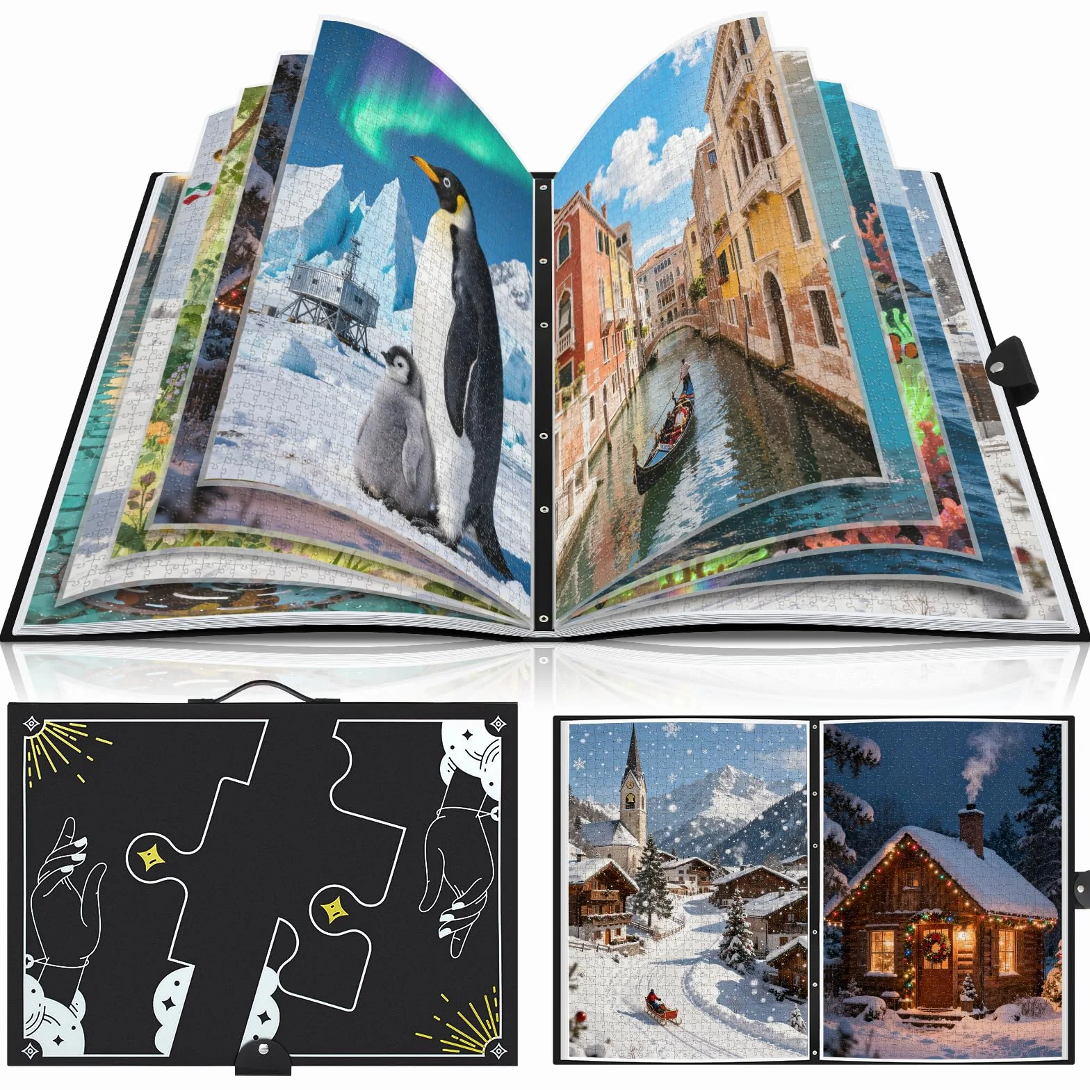 Raccoglitore Puzzle da 1000 Pezzi, Cartella per Puzzles con 26 Tasche, Organizer per Puzzle di Grande capacità, Accessorio Antipolvere per Appassionati di Puzzle