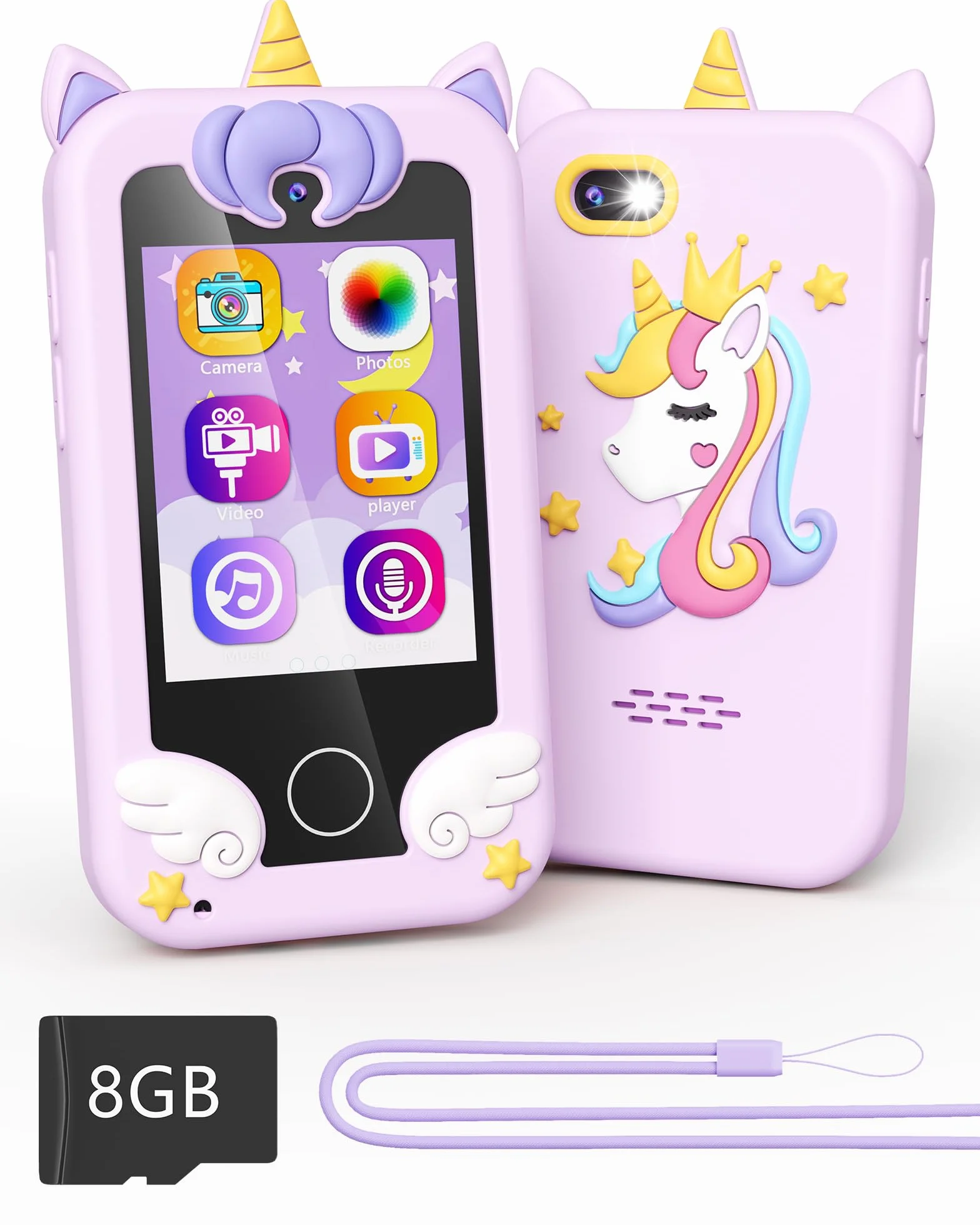 Telefono Giocattolo per Bambini, Regali a Tema Unicorno per Bambini e Bambine da 3 a 8 Anni, Smartphone con Schermo Tattile, Musica, Doppia Fotocamera e Giochi di Puzzle, Ideale per Compleanno