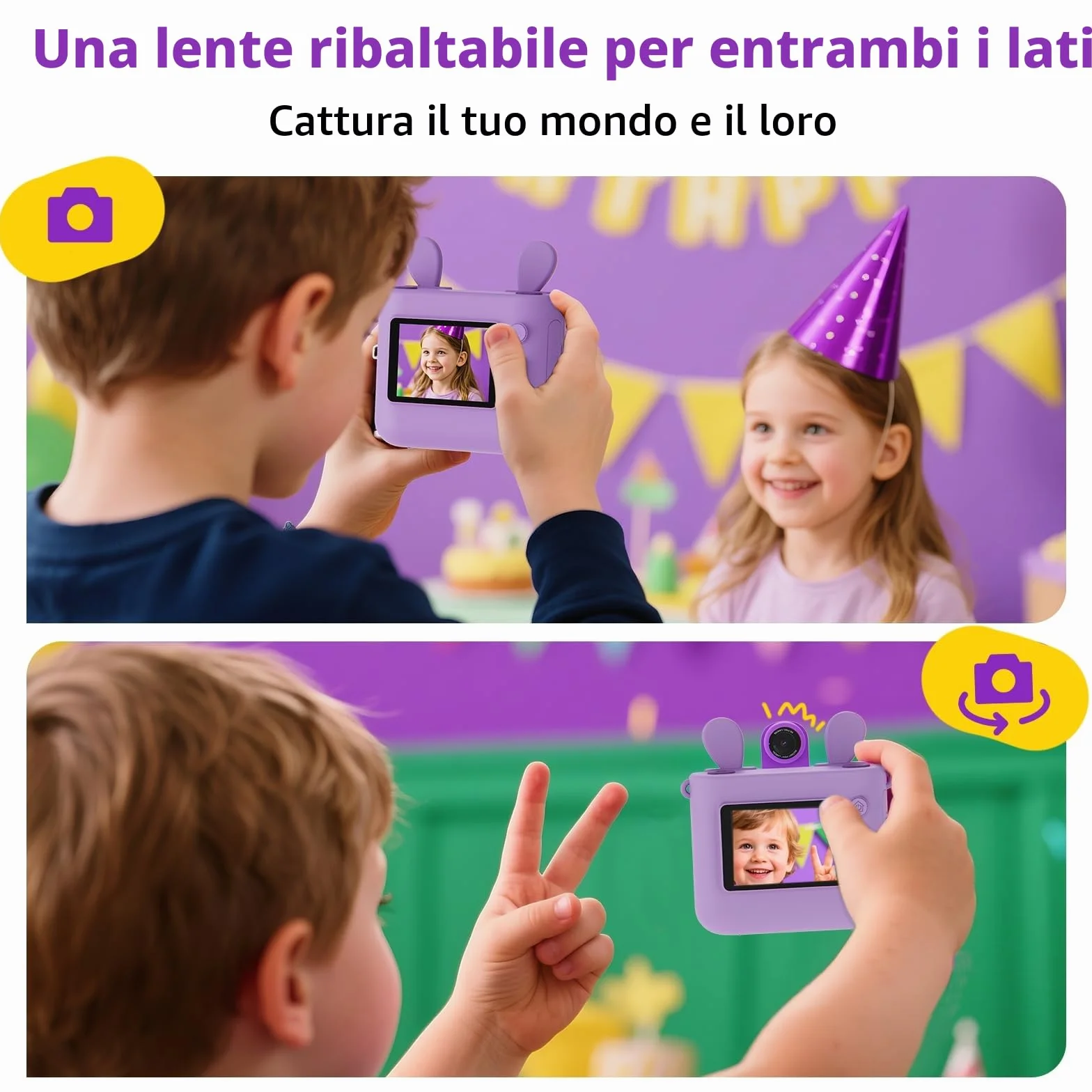 ORGSTA Macchina Fotografica Bambini Istantanea Fotocamera Digitale Stampa Foto dal Cellulare Stampante Fotografica Regali per Bambina Bambino 3-12 Anni