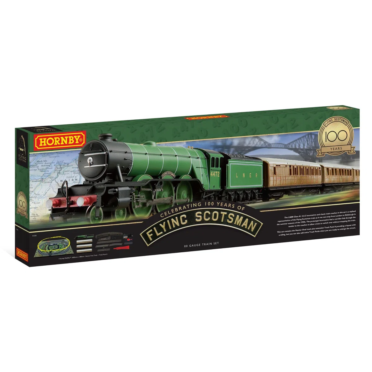 Hornby Set di treni – R1255M Flying Scotsman analogico OO Gauge locomotive modellismo ferroviario treno set, starter elettrico modello treno kit – kit di costruzione di modelli di motore a vapore,