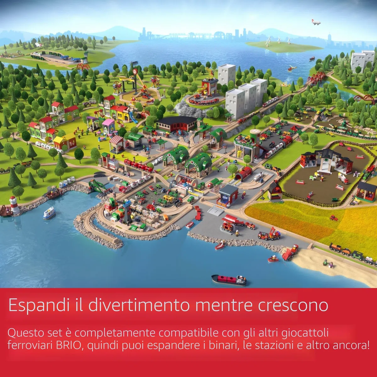 BRIO World - Parcheggio, Accessorio Pista Trenino, Set Costruzioni in Legno, Compatibile con Tutti i Prodotti BRIO, Giocattolo per Bambini 3+ Anni