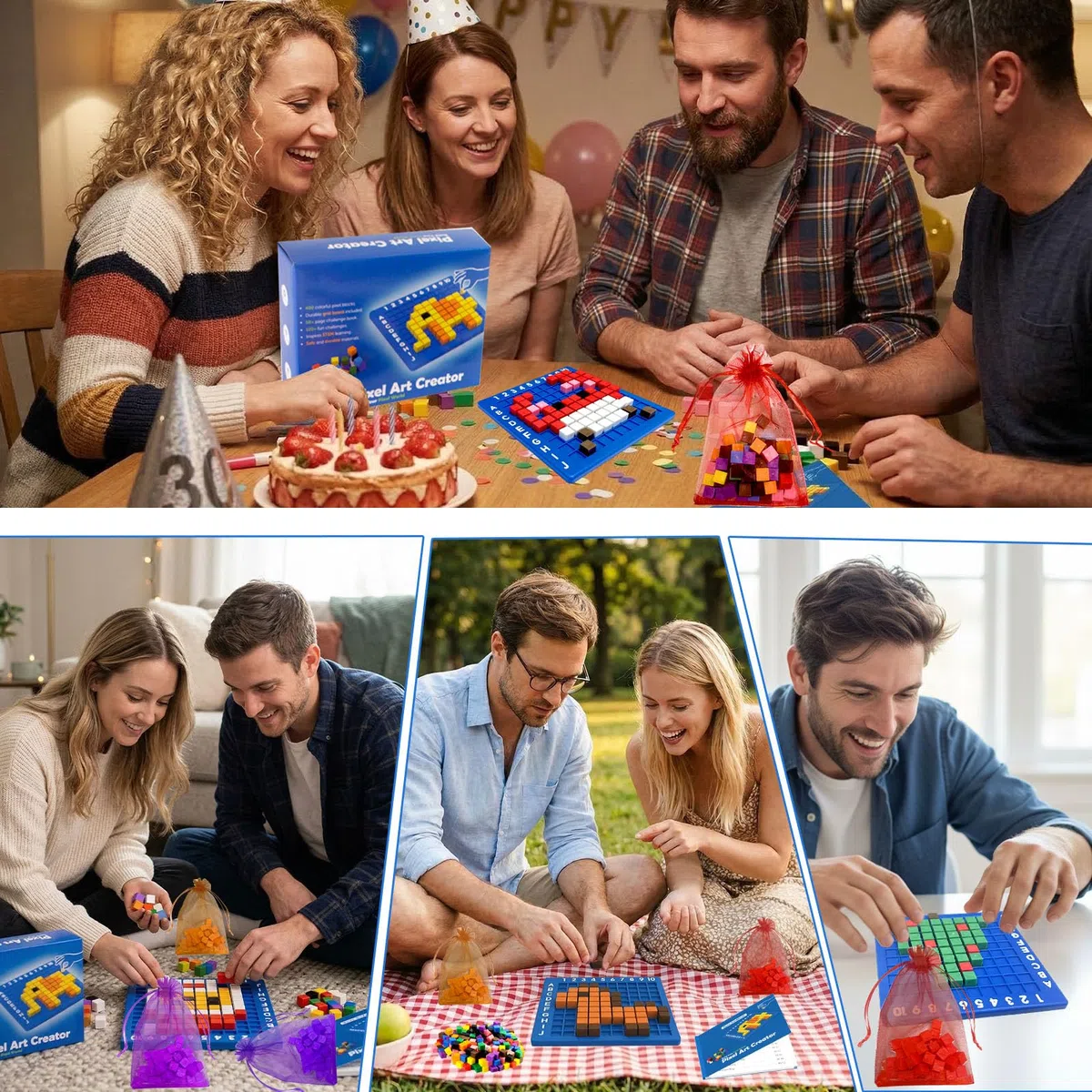 Blocchi da Costruzioni di Puzzle, 400 Pezzi Set di Attività per Cubi, Nuovi Pixel Art, Set da Festa Multifunzionale, per Festa & Famiglia