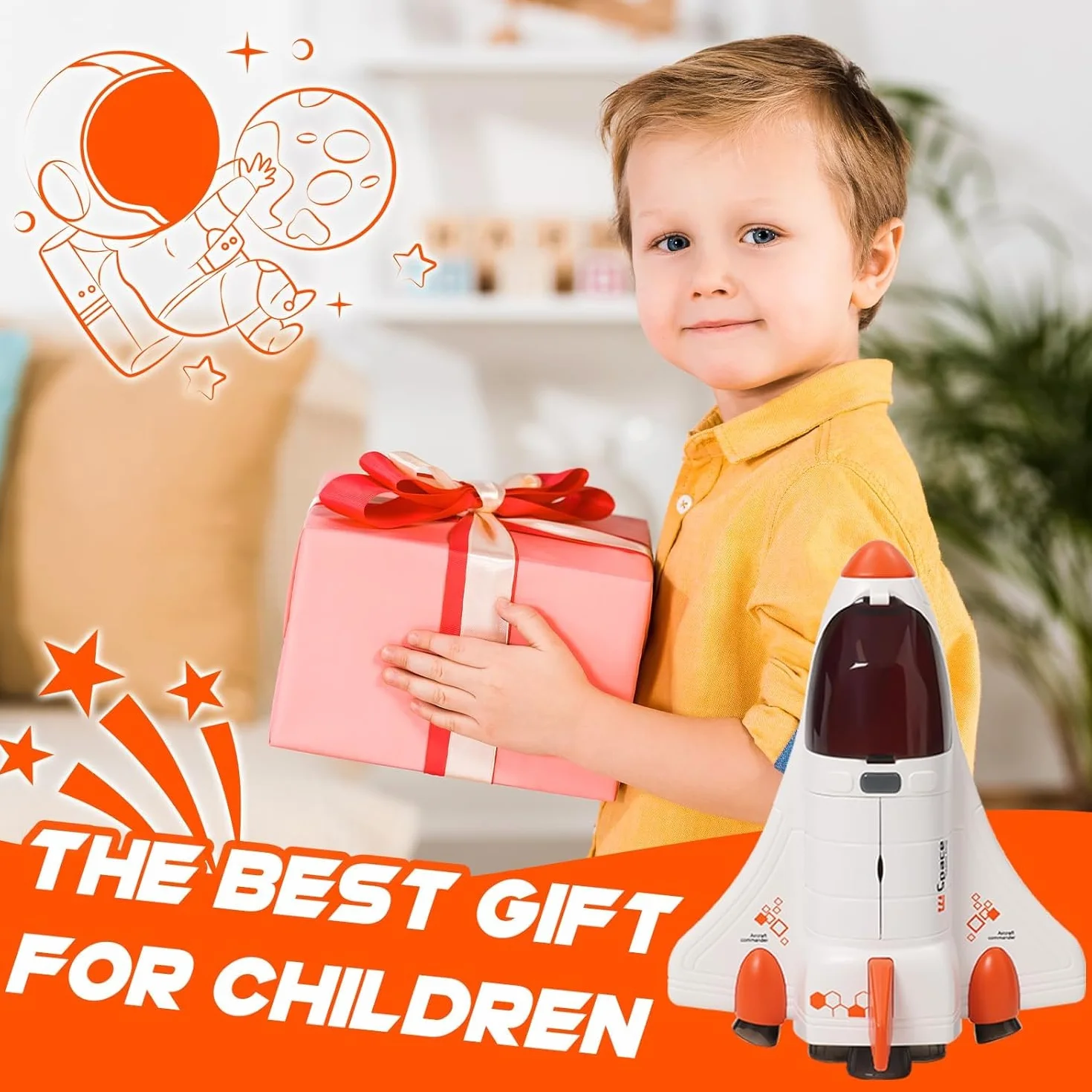 Giocattolo Razzo Spaziale,Astronave Spaziale,Set Giocattolo Sistema Solare con Razzo Spaziale con Spruzzatore,Luci E Musica Per Bambini,Scienza,Istruzione