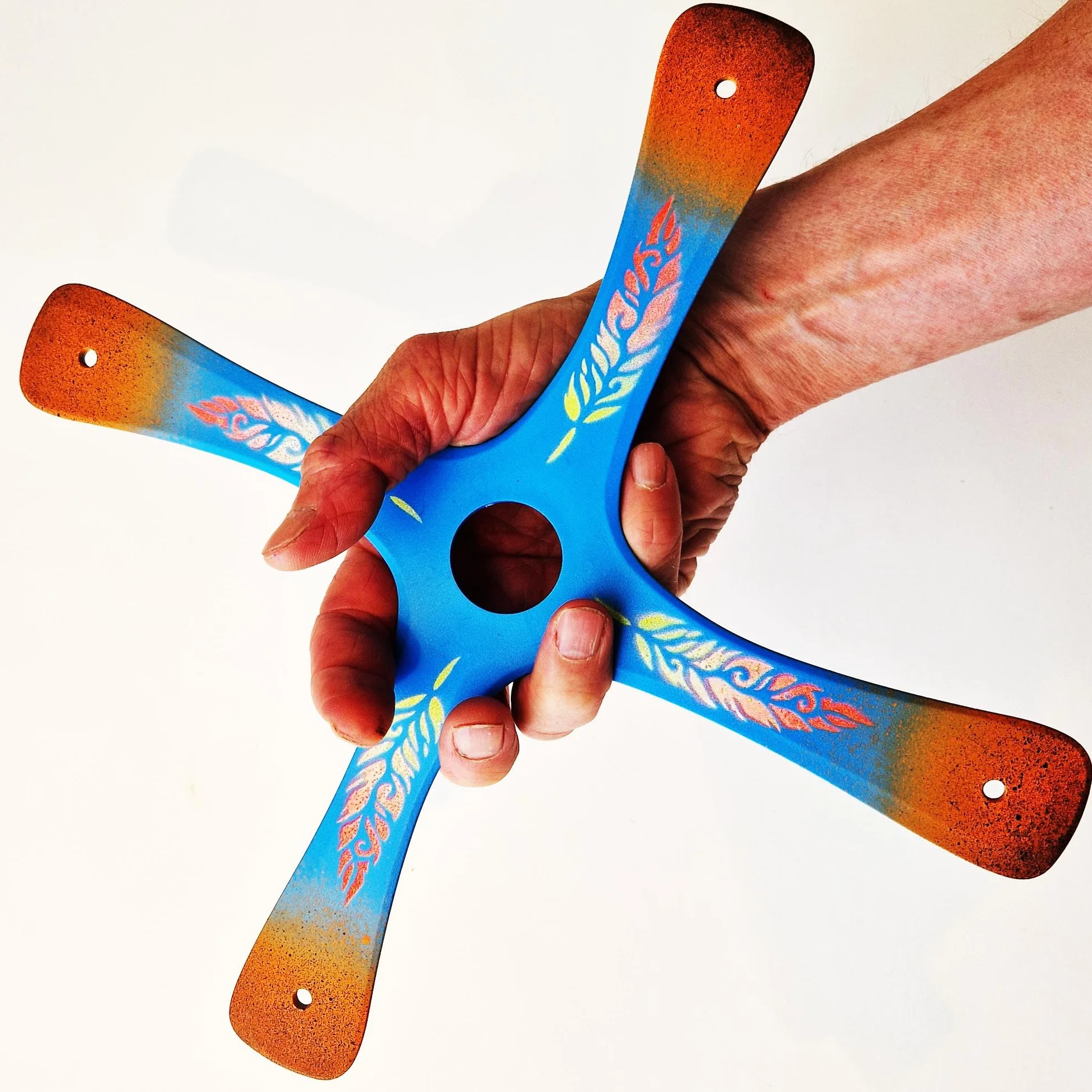 Boomerang S-Quad, Boomerang per principianti o Buon Lanciatore, creato da Il Campione del Mondo, facile da lanciare, sport all'aria aperta, con una portata di 20 metri, attenersi alle linee guida (blu