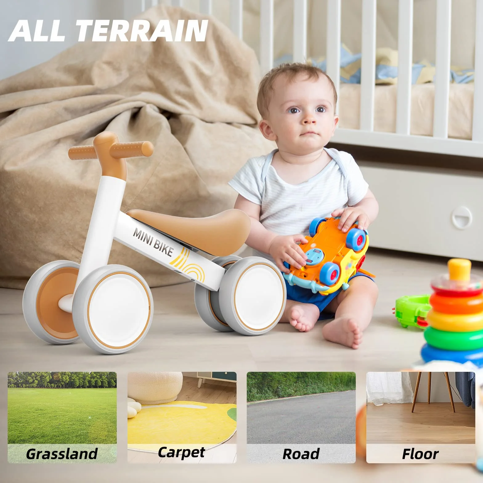 KORIMEFA Bicicletta Senza Pedali per 1 Anni Bicicletta Equilibrio per Bambini 12-24 Mesi Baby Walkers Regalo per ragazzi e ragazze Giochi Bambini Prima Bici Regalo