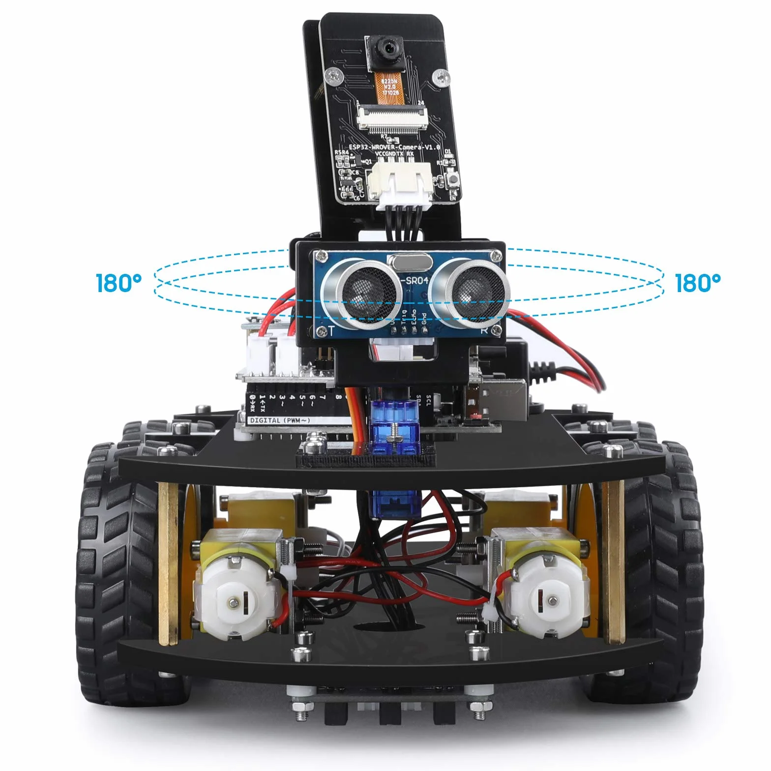ELEGOO Kit Robotico Auto Intelligente Automatico 4.0 con UNO R3, Modulo di Tracciamento Lineare, Sensore Ad Ultrasuoni, Telecomando IR, Giocattolo Educativo per Studente Arduino