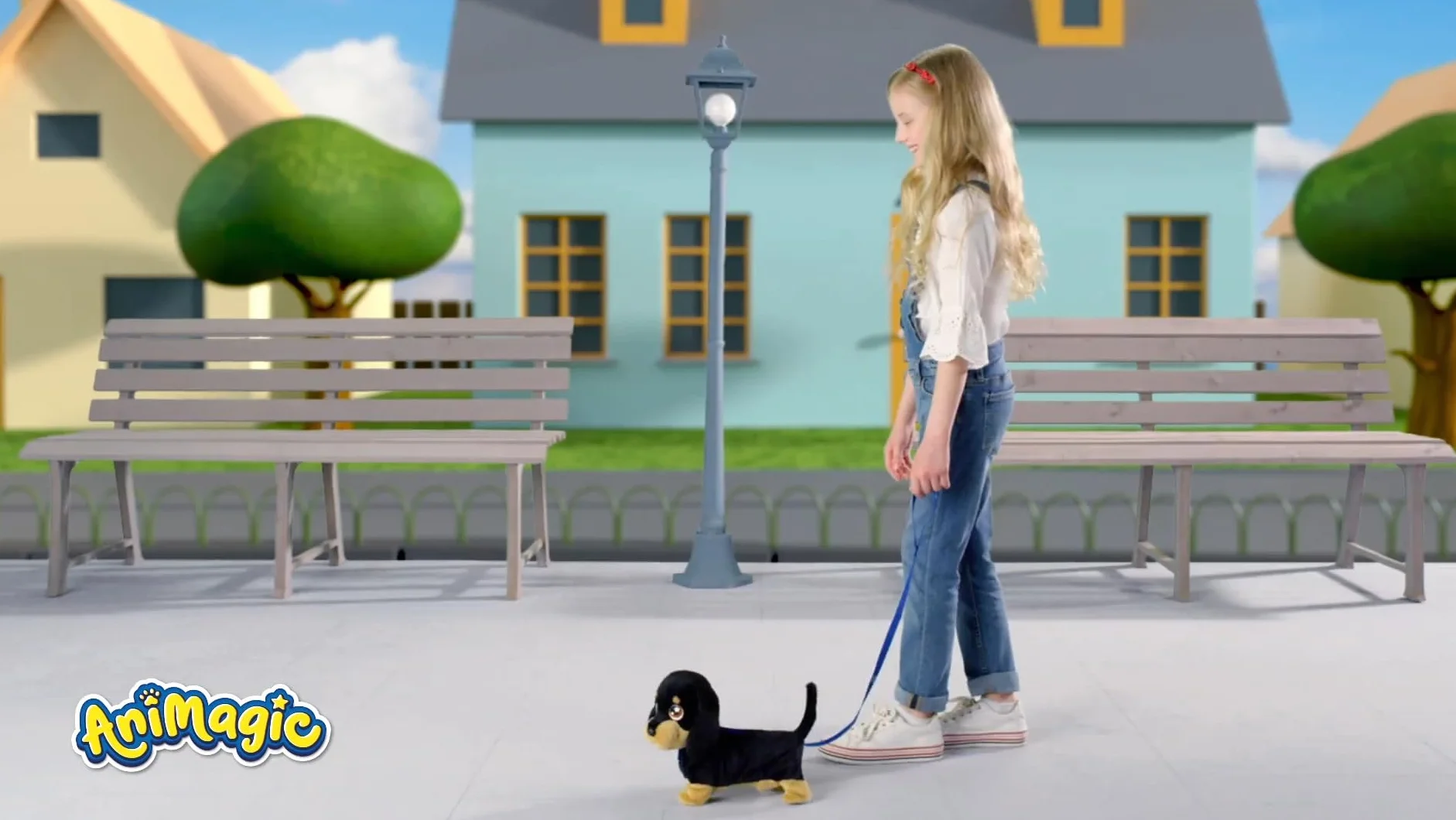 Animagic Waggles, Peluche Cane Bassotto Interattivo Dai 2 Anni in Su, Cane Giocattolo Che Cammina e Abbaia, Il Vostro Nuovo Amico Animale che Va Ovunque con Voi