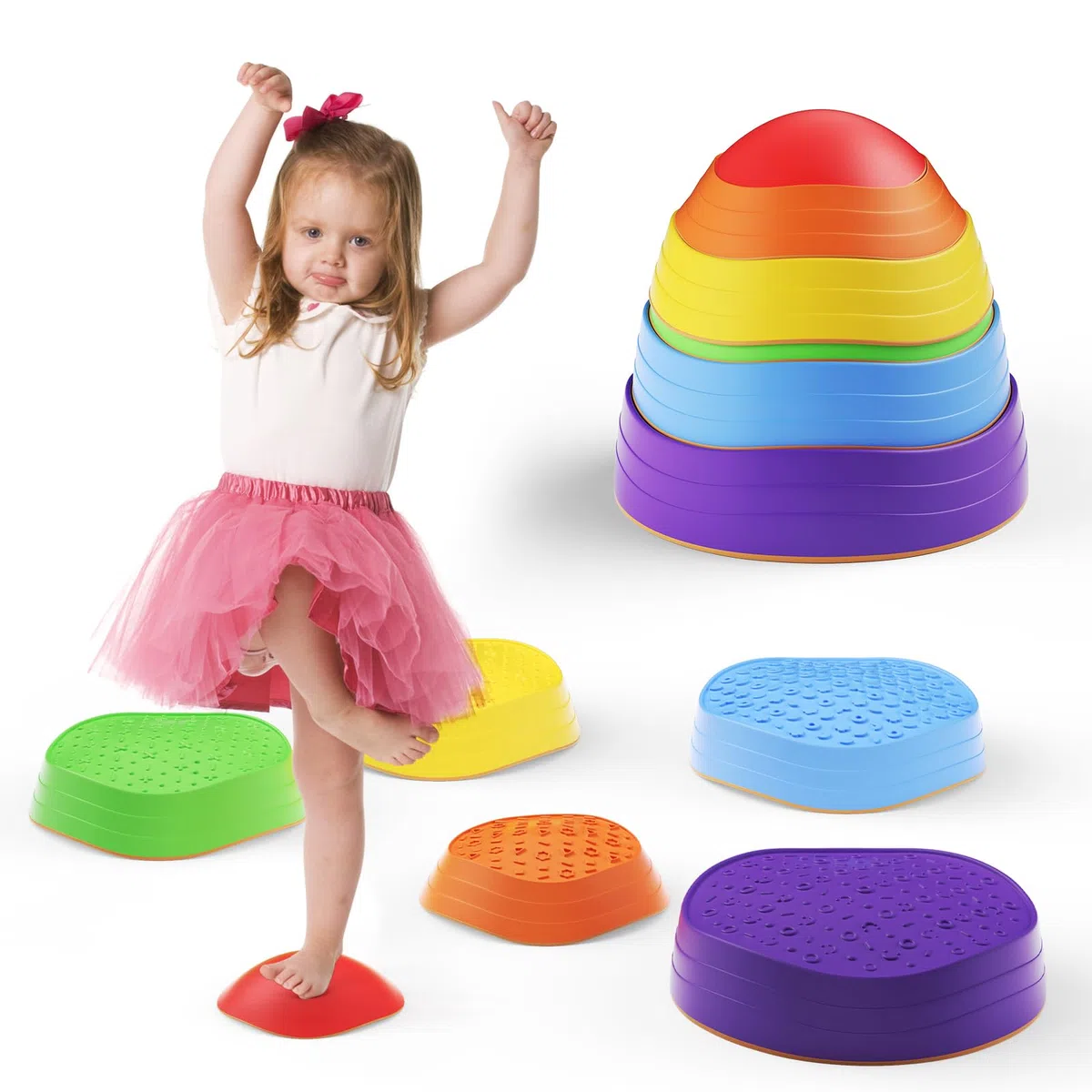 6pcs balance board bambini equilibrio pietre impilamento bambini gioco pietre promuove la coordinazione equilibrio per interni ed esterni percorsi ad ostacoli, giocattoli sensoriali