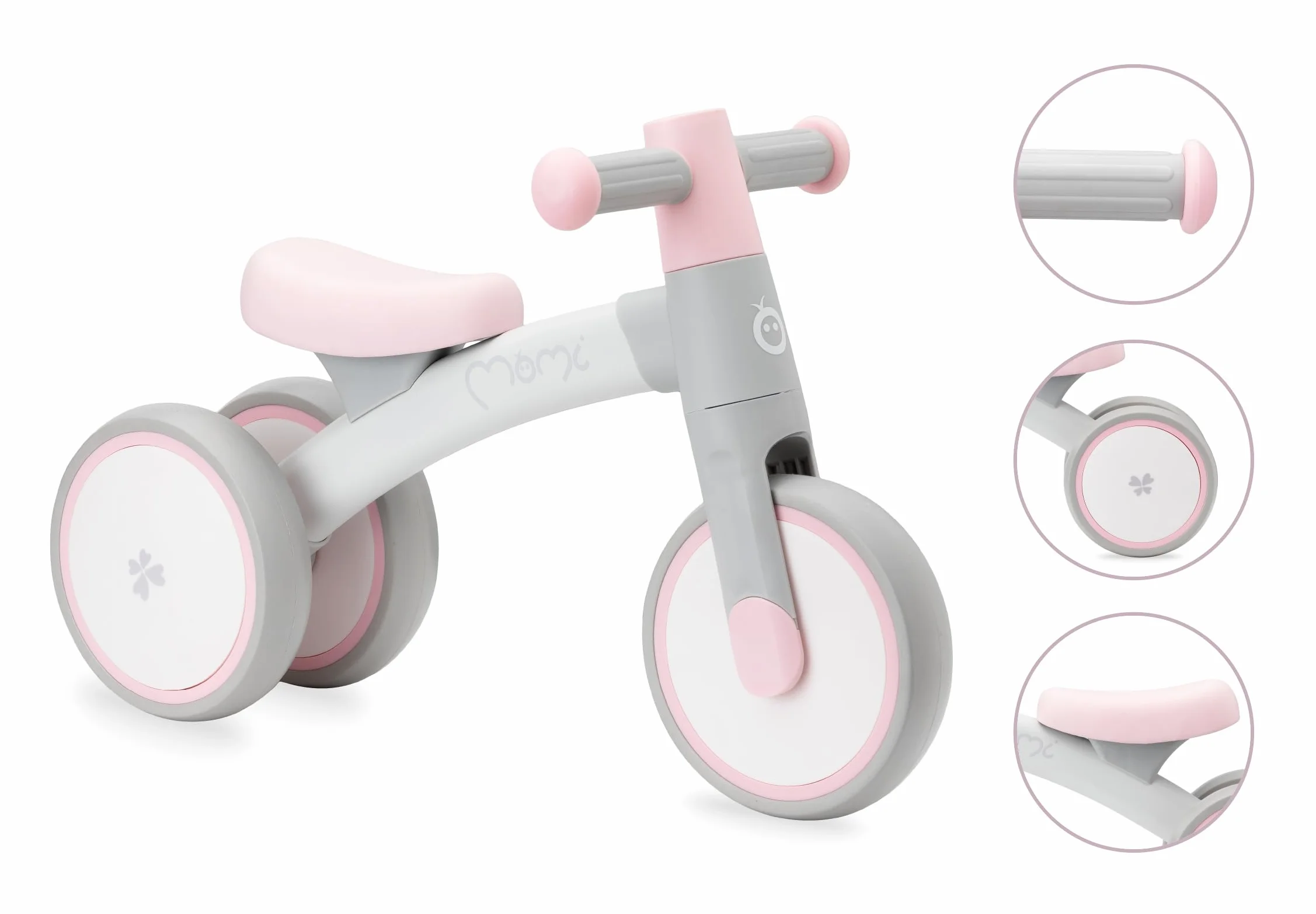 Triciclo senza pedali per bambini MoMi TEDI per bambine e bambini (peso massimo 25 kg), mini bicicletta senza pedali con ruote in plastica resistenti alla foratura, telaio in metallo leggero - 1,2 kg