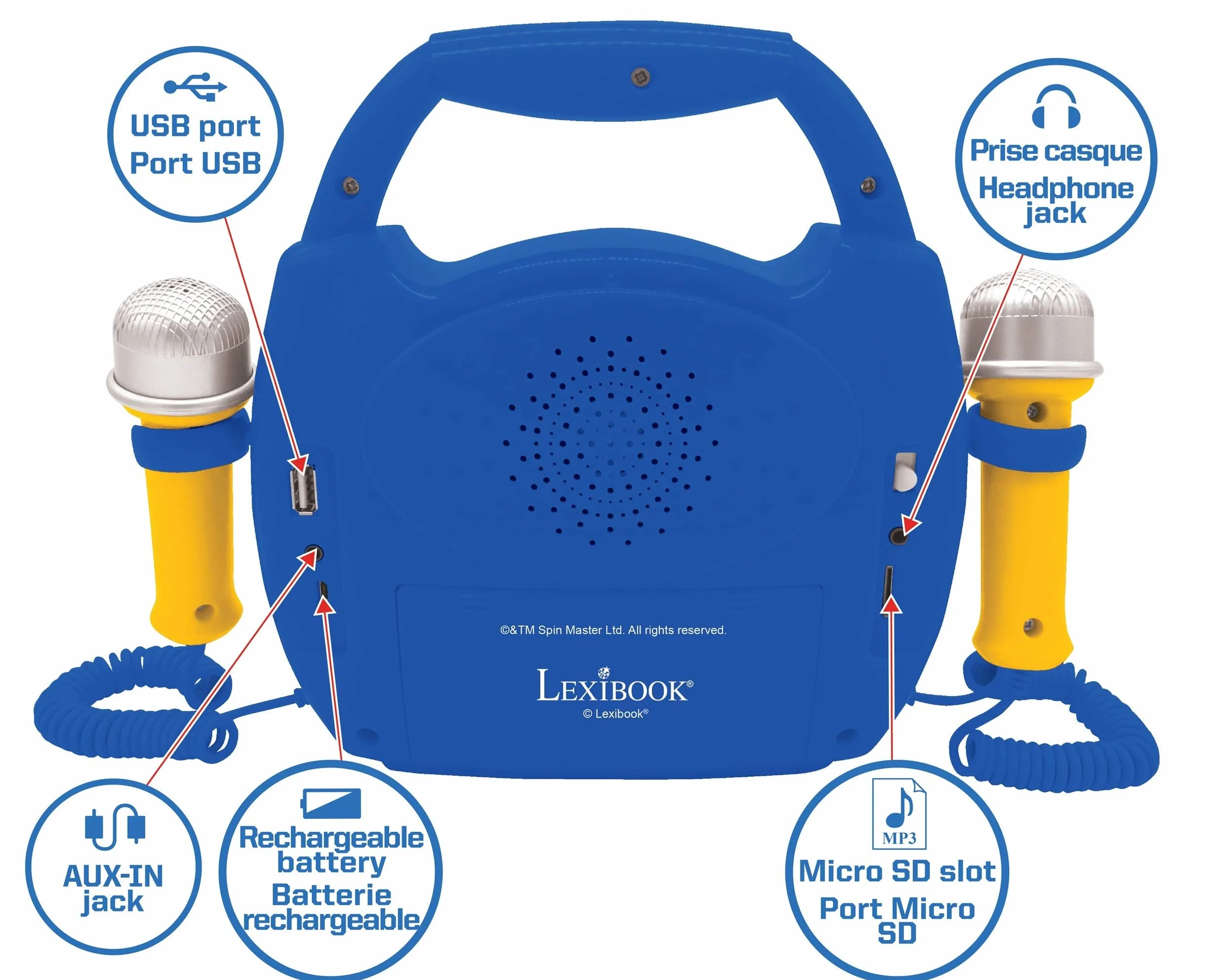 Lexibook Paw Patrol Lettore Digitale Karaoke Portatile per Bambini Bluetooth MP320PAZ
