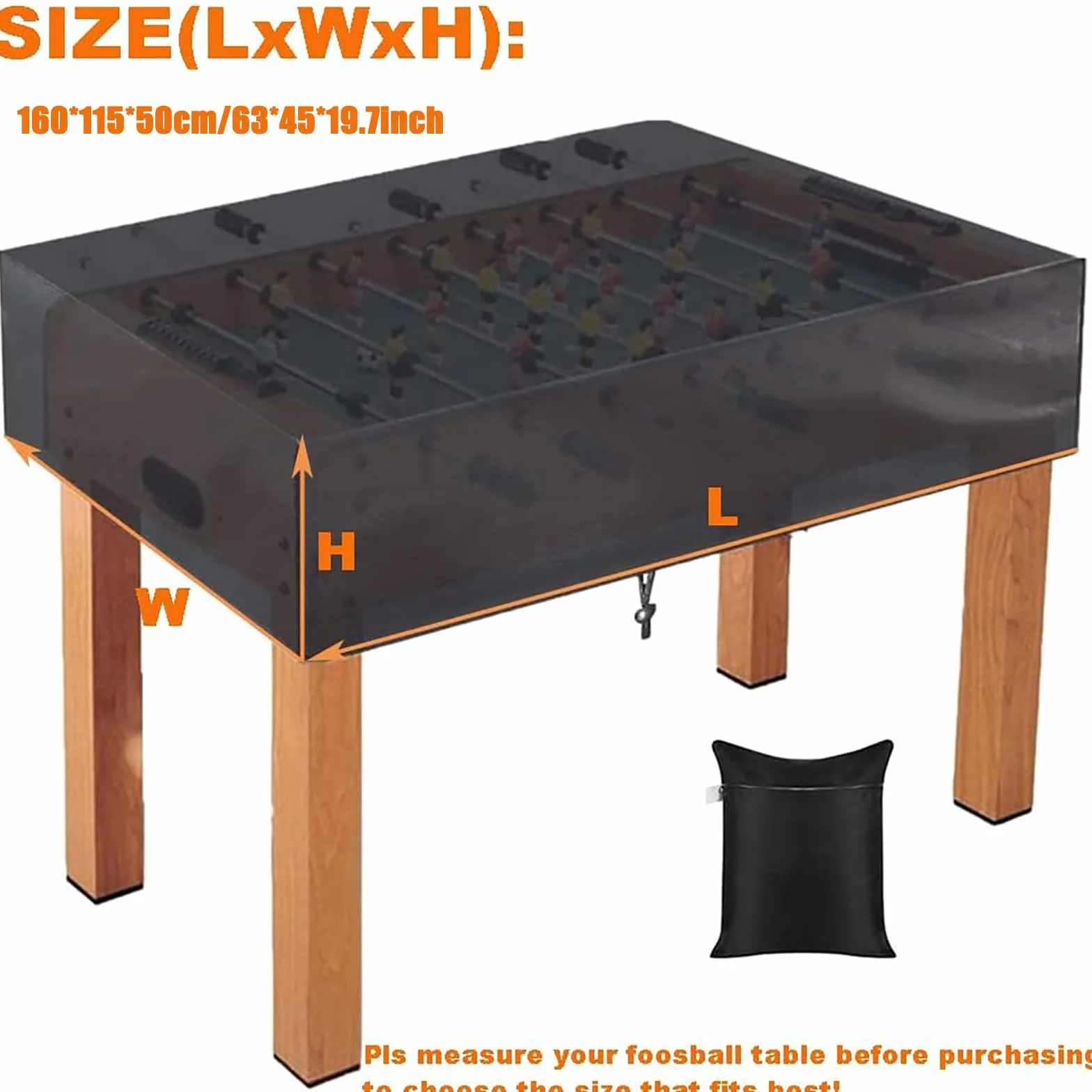 Copertura per Biliardino per Esterni Interni , 420D Oxford Rettangolari Coperture Protezione per Tavolo da Calcio Gioco da Esterno, Telo Protettiva Custodia per Foosball Table(Size:420D：160*115*50cm,C