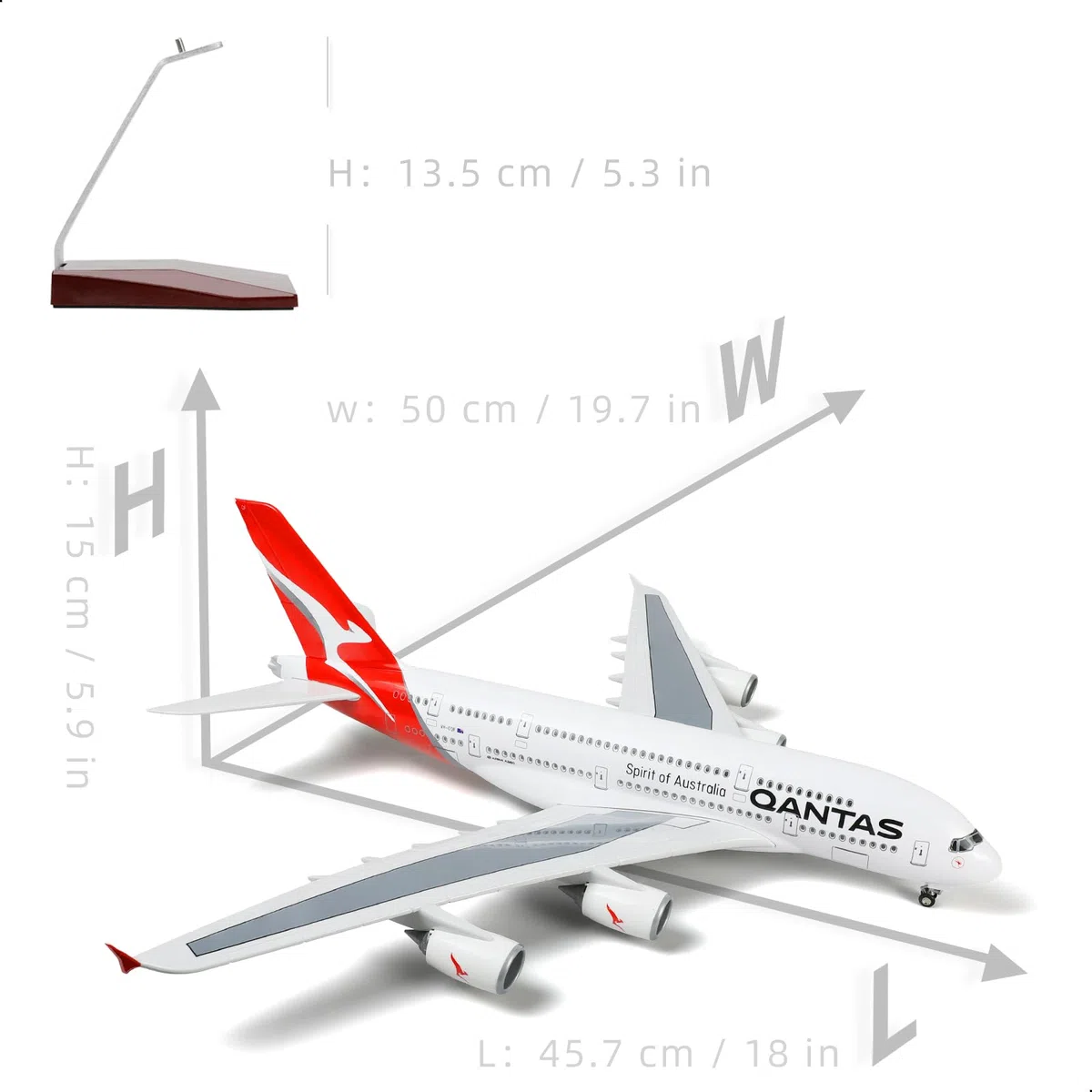 1/160 Airbus A380 Australia grande aeroplano diecast kit con stand | Sky Jumbo Display da collezione modello di aereo per l'aviazione regalo appassionato (46 cm)