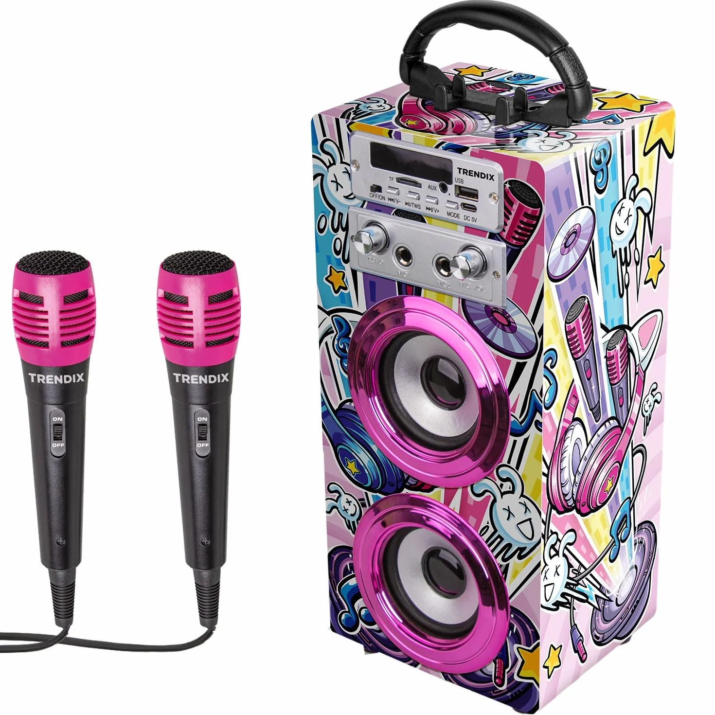 Karaoke Per Bambini Party Edition Con Microfono Cassa Bluetooth Radio Fm Usb 2 Microfoni Rosa
