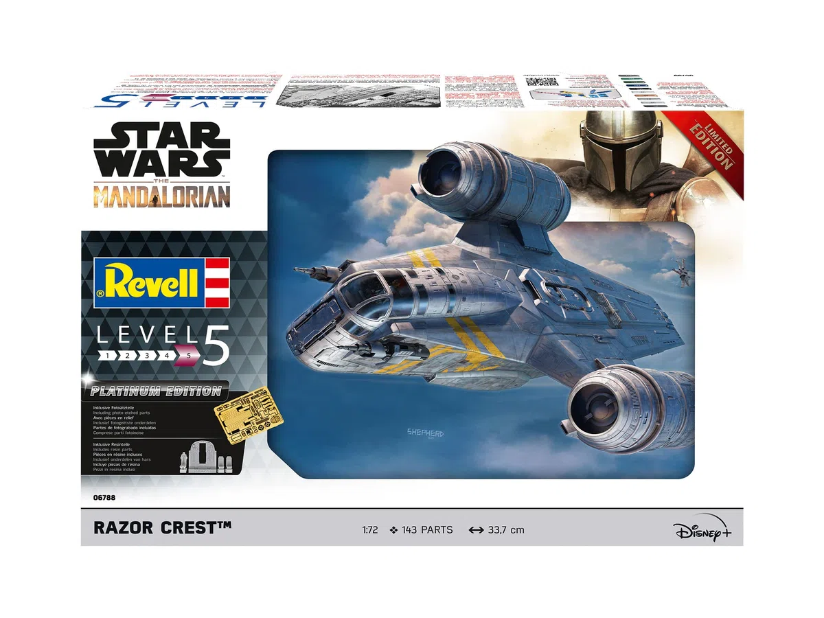 Revell Platinum Edition 06788 Star Wars: The Mandalorian Razor Crest (Din Djarin), scala 1:72, non costruito/non verniciato, edizione limitata, kit modellino in plastica con fotoincisioni e parti in