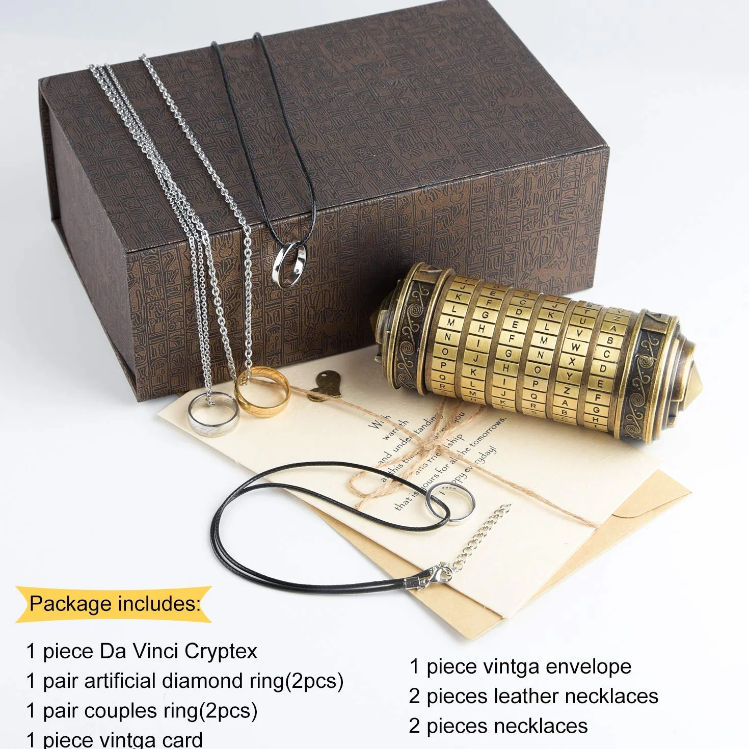 TUPARKA 5 pz Da Vinci Codice Mini Cryptex San Valentino Interessante Creativo Regali di Compleanno Romantici per Lei (Bronzo)