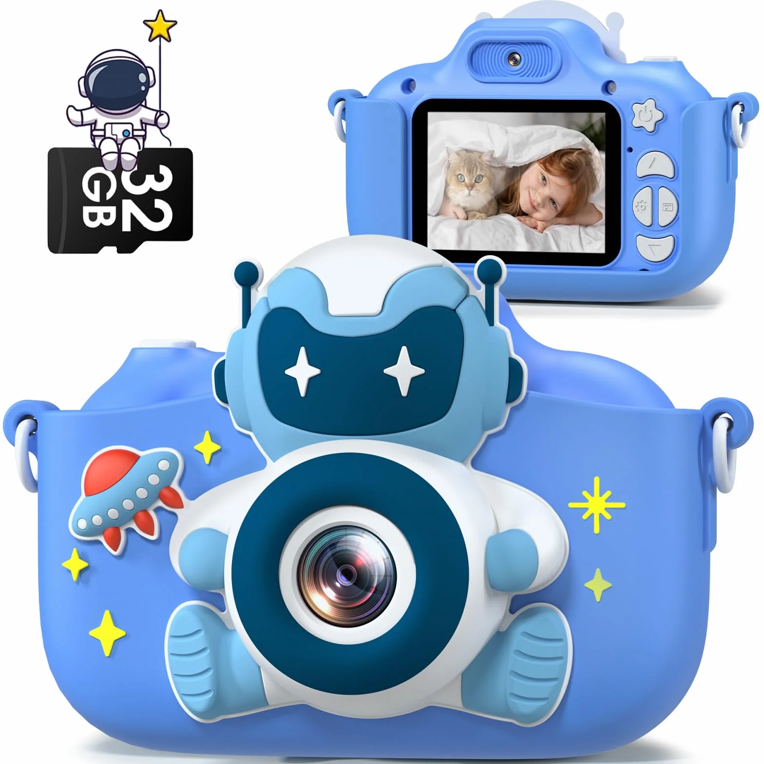 Gofunly Macchina Fotografica Bambini, 2.0 Pollici Mini Ricaricabile Fotocamera Digitale Bambini HD 1080P Selfie Videocamera con Scheda 32GB, Regalo Natale & Compleanno per Ragazze Ragazzi 3 a 12 Anni