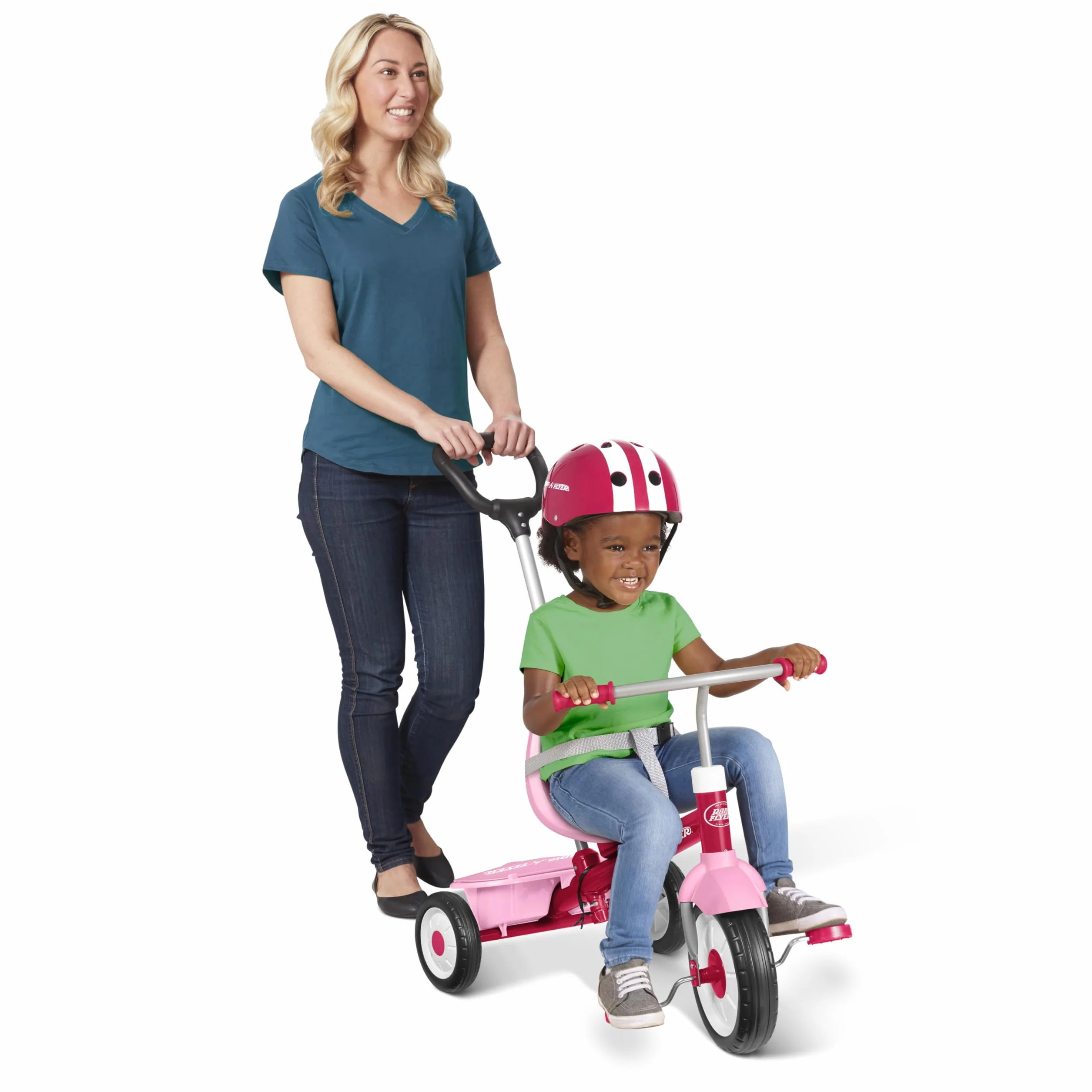 Radio Flyer triciclo-passeggino 3 in 1, rosa, per bambini da 1,5 a 5 anni