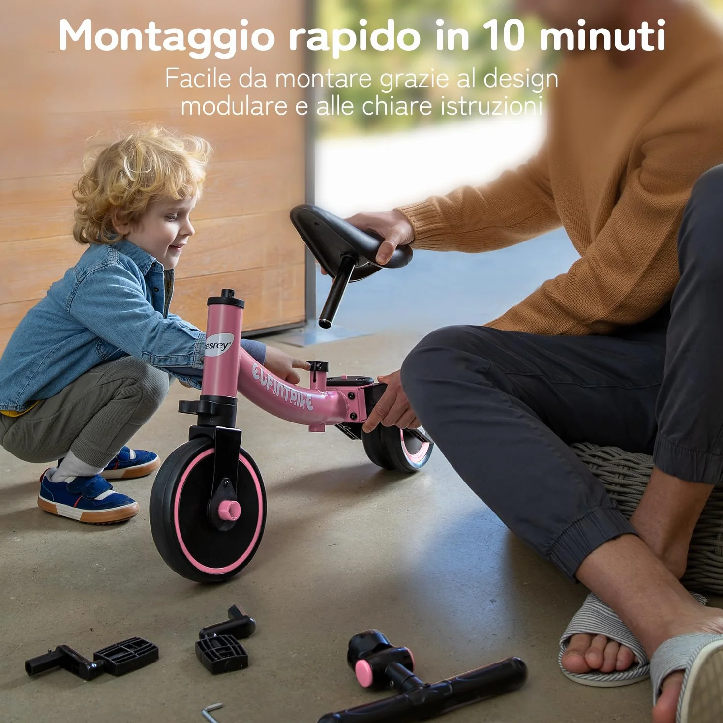 Besrey Tricicli 5 in 1 Triciclo per Bambini da 1 a 5 Anni, Rosa