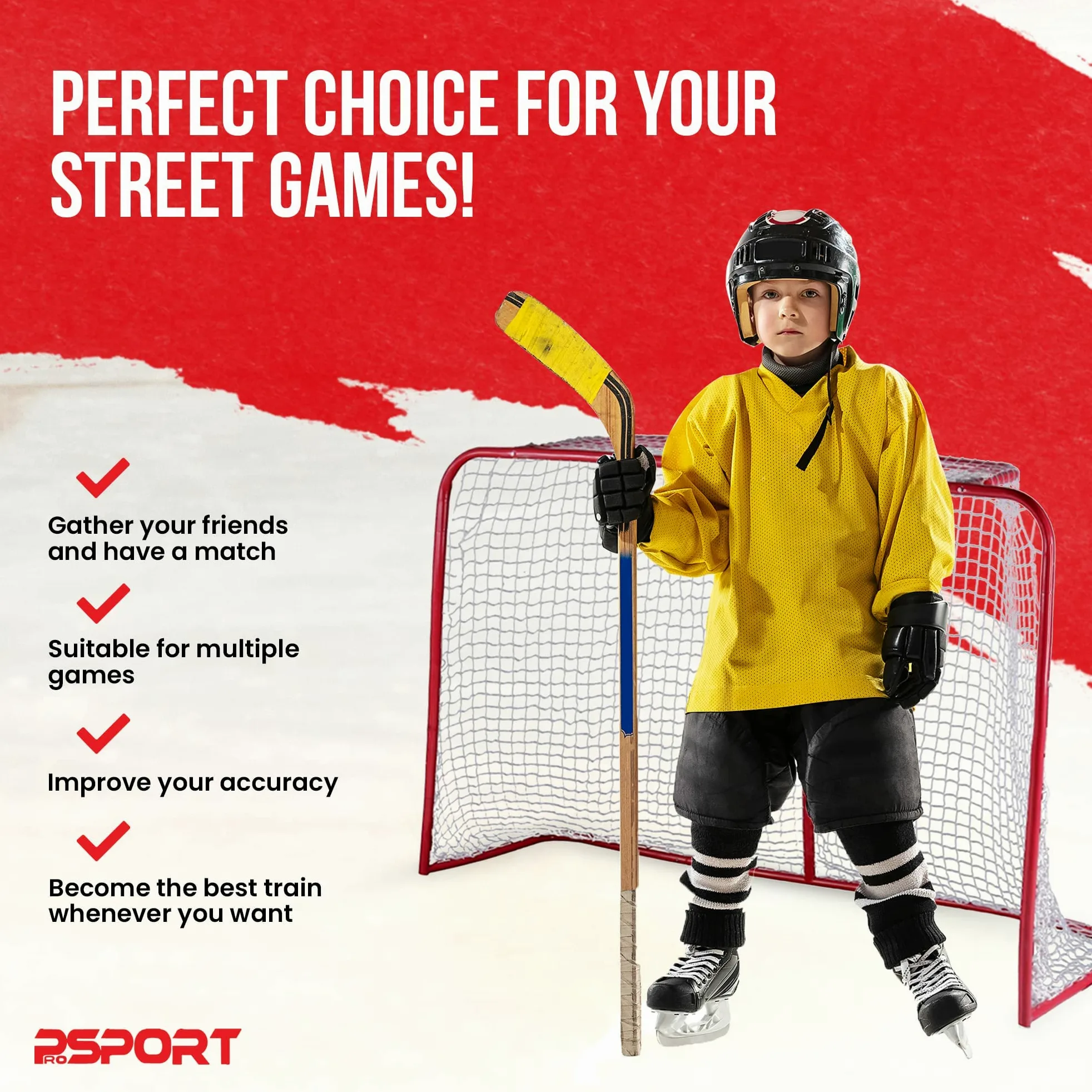 Nordic ProStore Prosport Porta da Street Hockey 160 x 115 x 58 cm Rosso - Adatta anche per Hockey Ghiaccio, Floorball e Giochi da Giardino – Porta per Bambini 14+ anni e Adulti