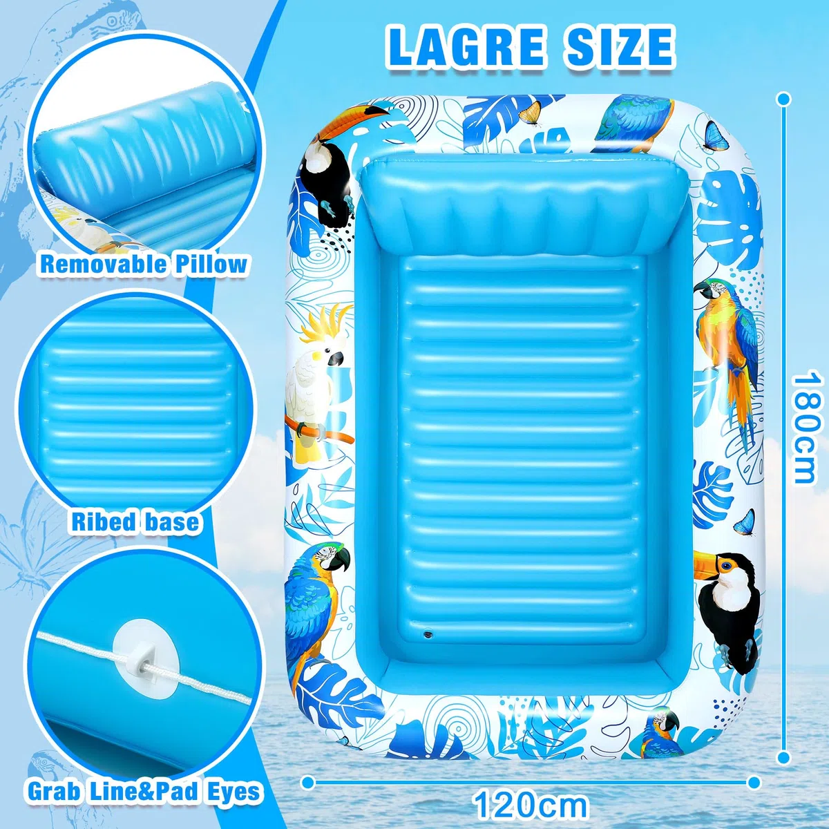 Materassino Gonfiabile Mare Piscina Blu Poltrona Amaca Adulti Bambini