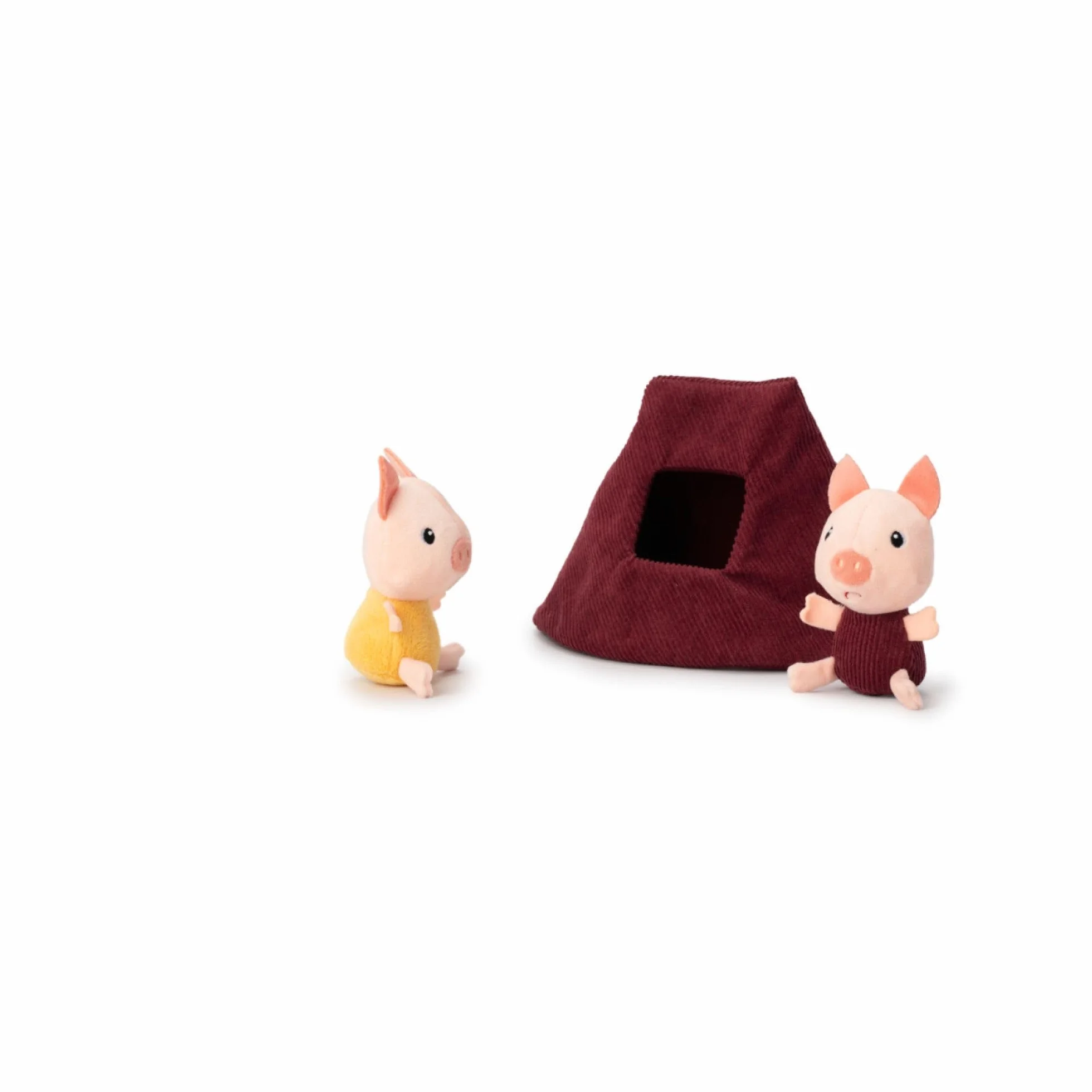LILLIPUTIENS - Casa del Lupo e dei 3 porcellini - Giocattolo in Tessuto Ispirato alla Famosa fiaba con Personaggi e Case - Stimola la motricità fine e l’immaginazione - dai 18 Mesi - 83490