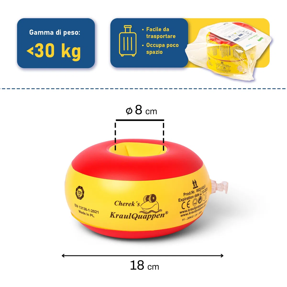 Braccioli da nuoto per bambini avanzati Cherek’s KraulQuappen fino a 30 kg Giallo-Rosso