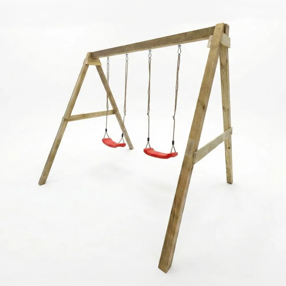 Altalena in Legno Maxplay Swing con Doppia Seduta da Giardino – Altalena Bambini da Esterno, Struttura in Legno Impregnato in Autoclave, Resistente per Uso Privato, Giochi da Giardino 3-10 Anni