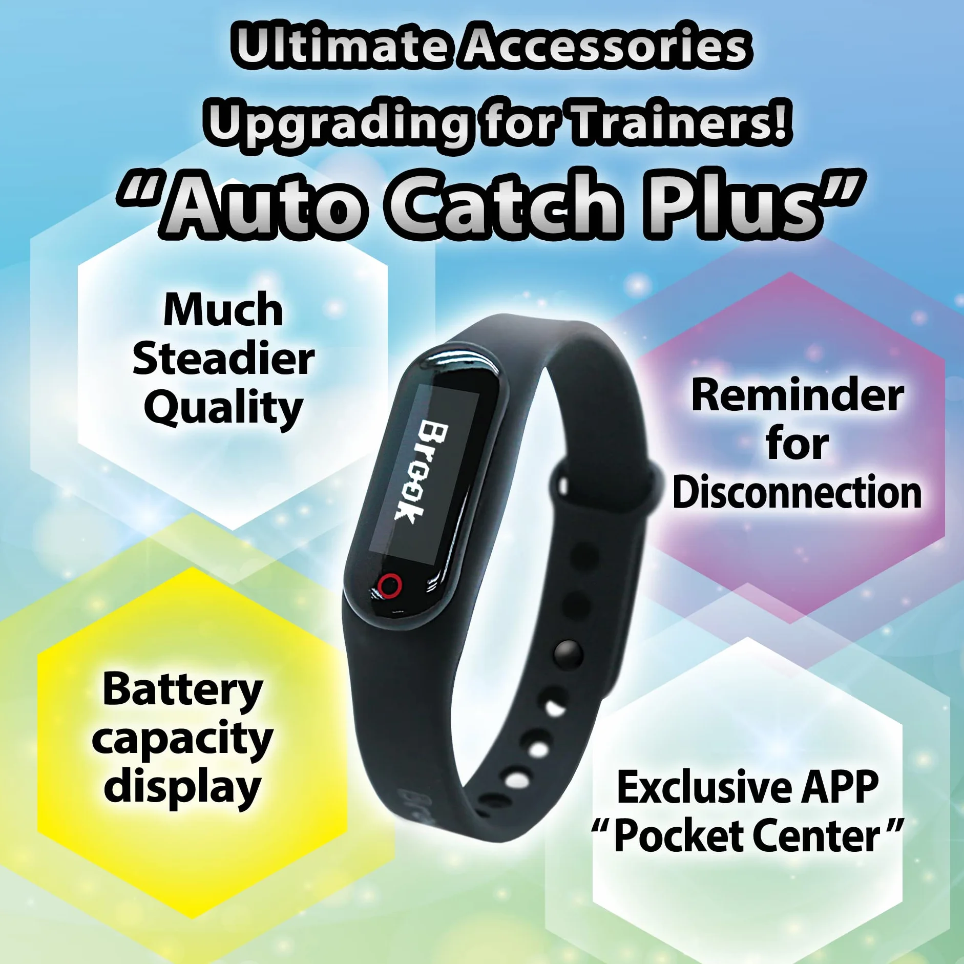 Brook Pocket Auto Catch Plus+Spin Catching Poke mon Raccogliere oggetti Braccialetto Braccialetto Accessorio Promemoria per Disconnessione, Display capacità Batteria