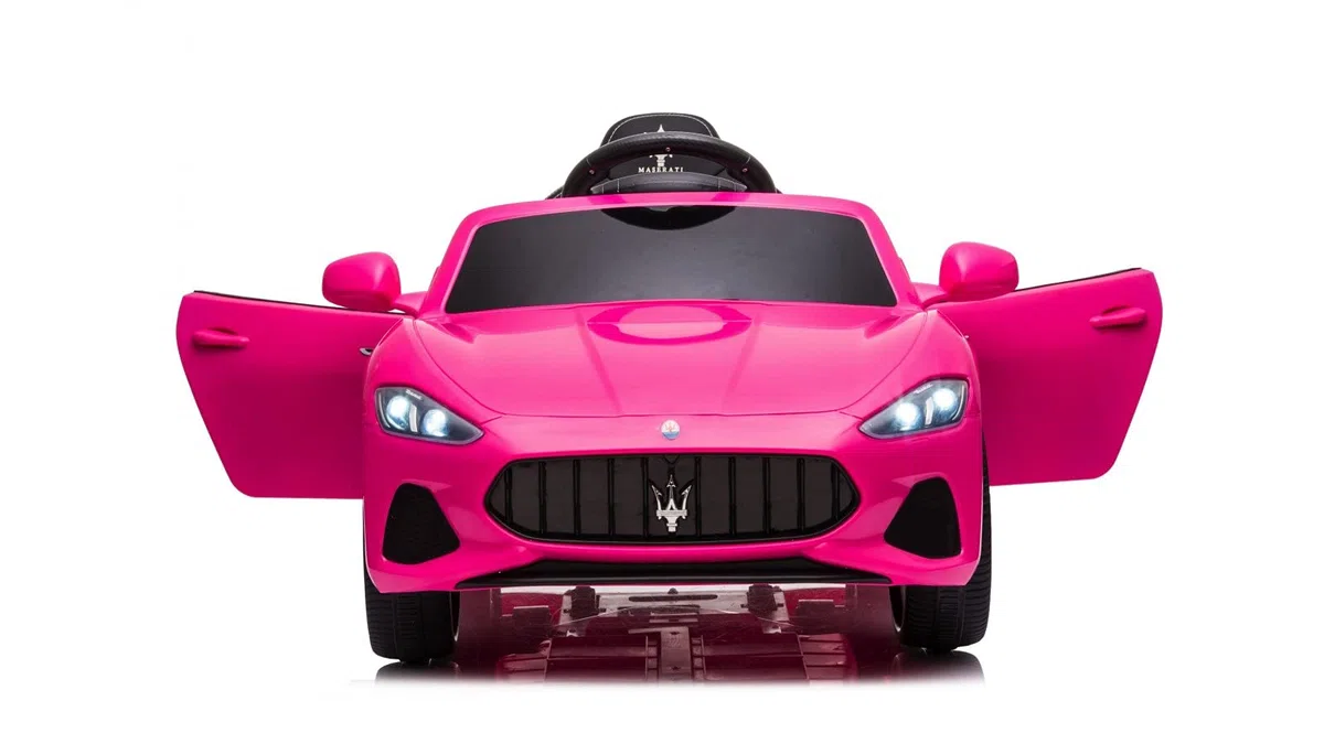 Maserati Gran Cabrio Auto Elettrica Per Bambini 12V 25kg Sedile in Pelle Porte Apribili Doppio Motore Rosa