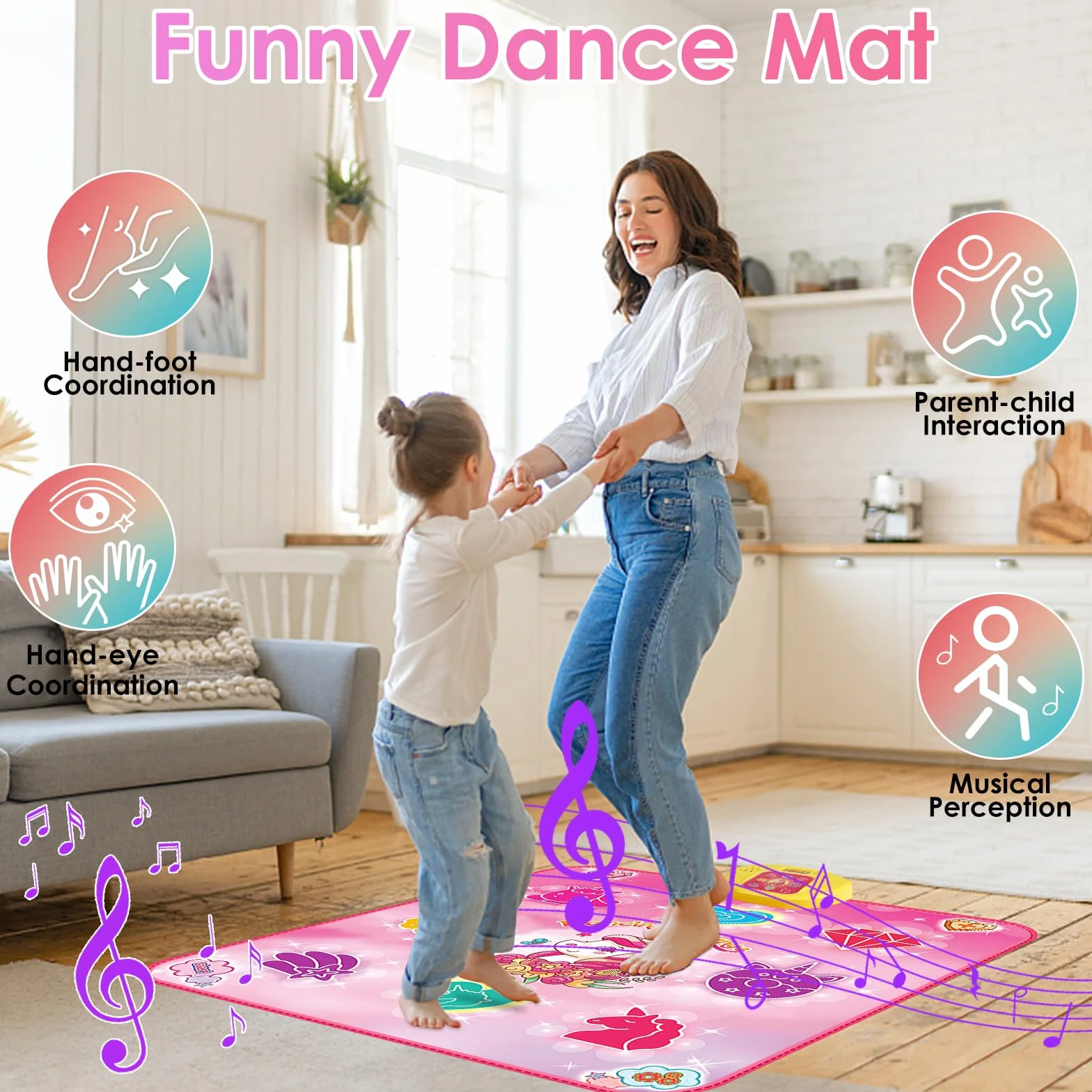 Bambini Tappetino da Ballo, GuKKK Tappeto da Ballo per 3 4 5 6 7 8 9 10+ Anni, Tappetino Musicale Elettronico, Giocattolo Tappeto Musicale da Ballo,Regali di Natale di Compleanno per Ragazze e Ragazzi
