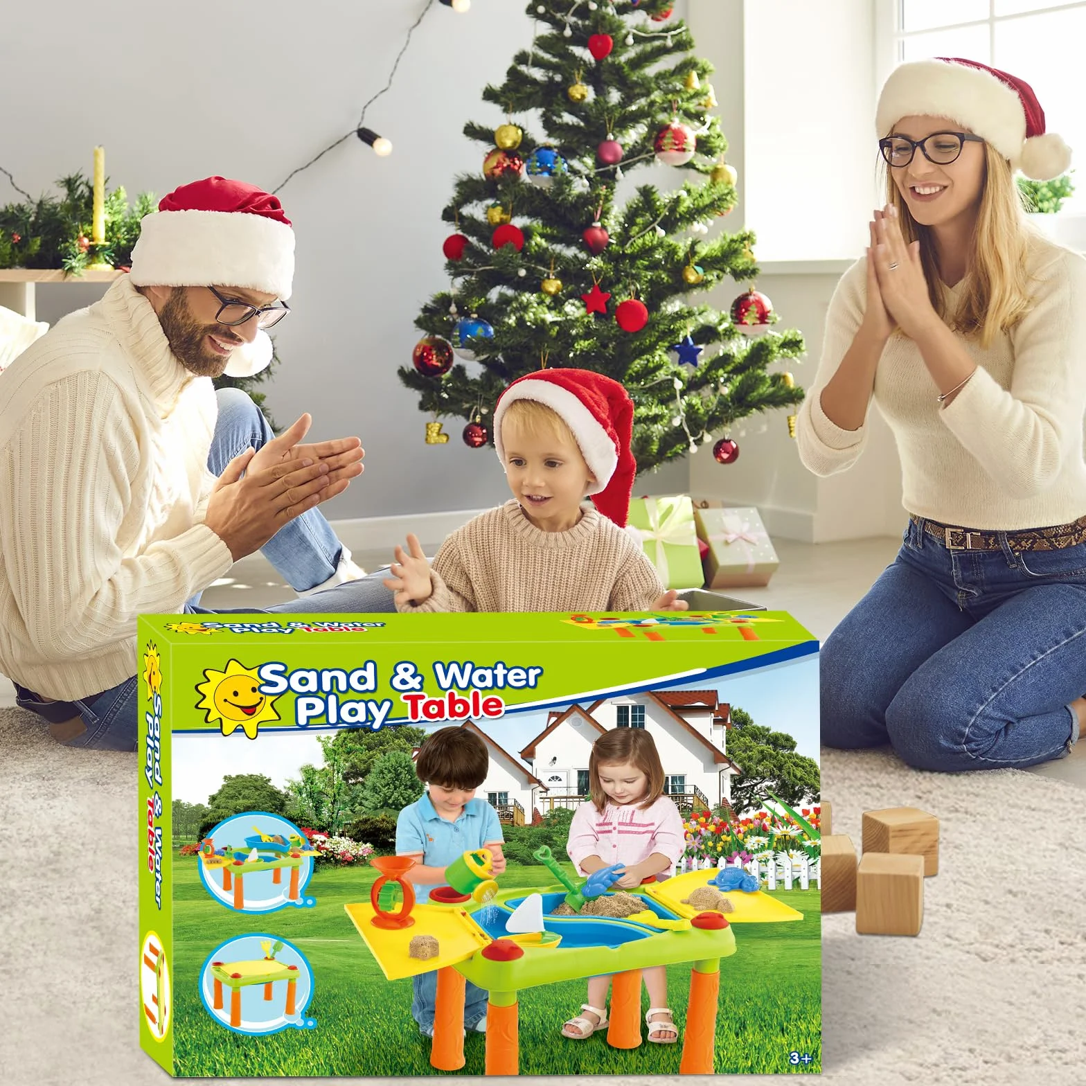 deAO Tavolo da Sabbia e Acqua per Bambini, Giochi da Sabbiera Esterno e Giardino con accessori, Sicurezza e Creatività, Ideale per Spiaggia e Cas