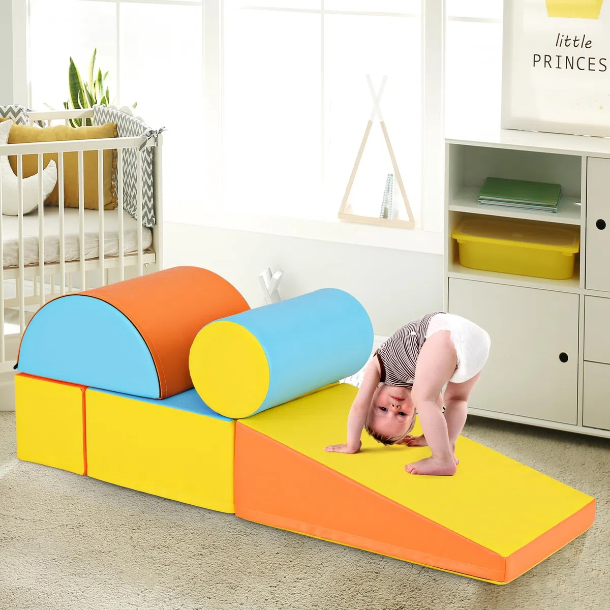 COSTWAY Set di 5 Blocchi per Arrampicata, Giocattolo per Bambini, Forme e Colori Diversi